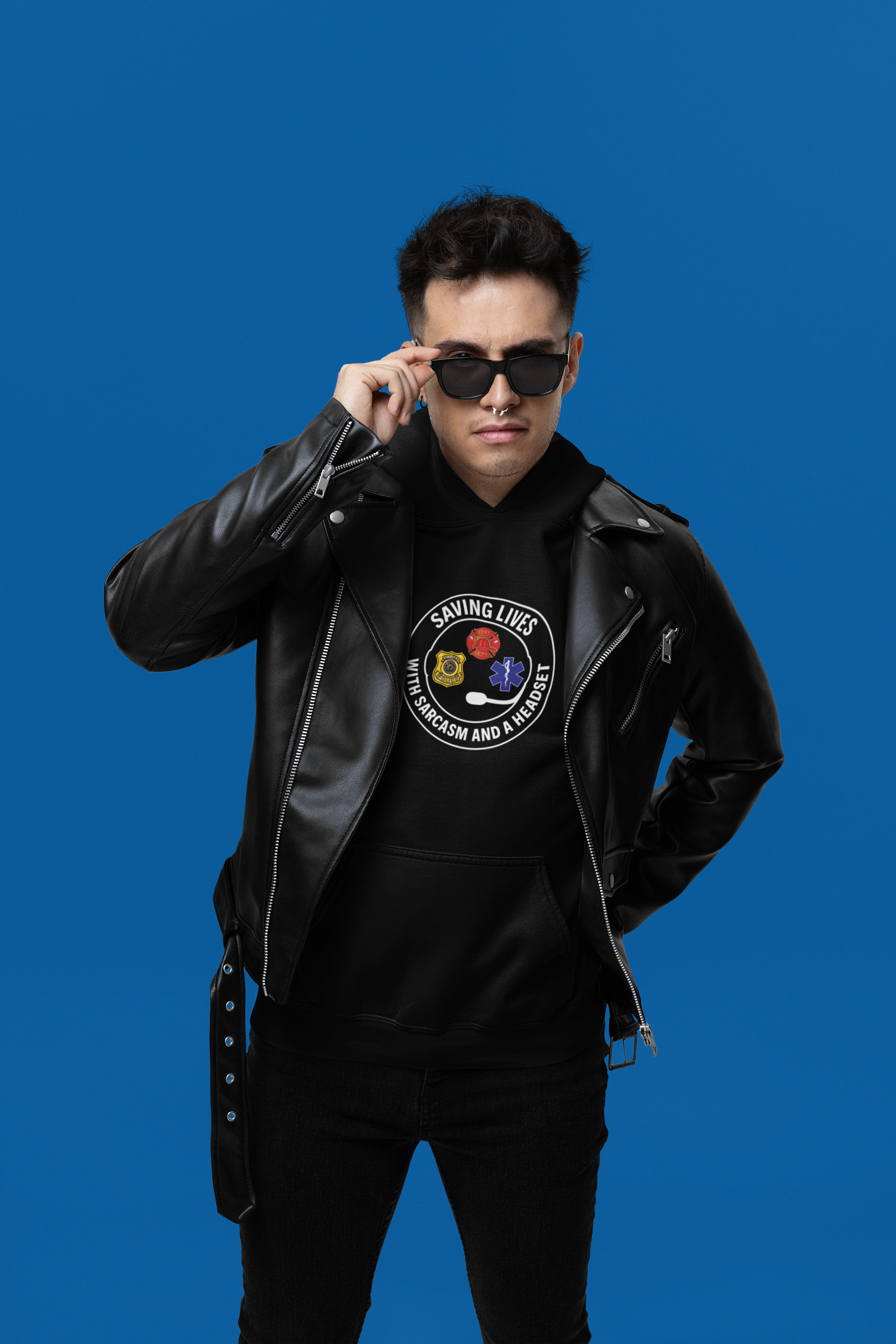 Saving Lives with Sarcasm Front & Dispatch Life Back Print - Dispatcher Hoodie product thumbnail image Saving Lives with Sarcasm Front & Dispatch Life Back Print - Dispatcher Hoodie product thumbnail image