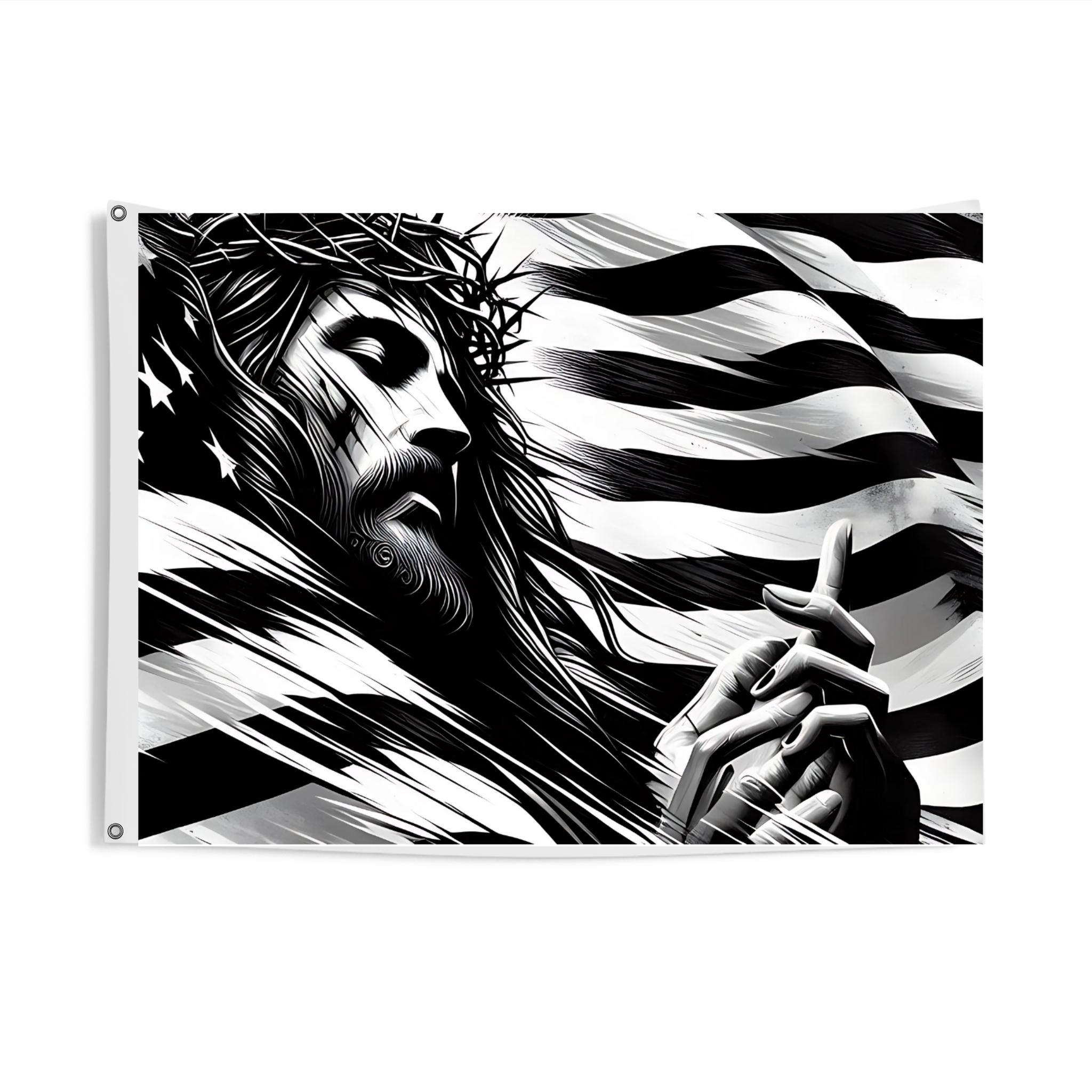 Patriotic Christian Double Sided Flag, American Jesus Banner, Religious Home Decor, Outdoor Garden Flag, Faith-Based Wall Hanging product thumbnail image