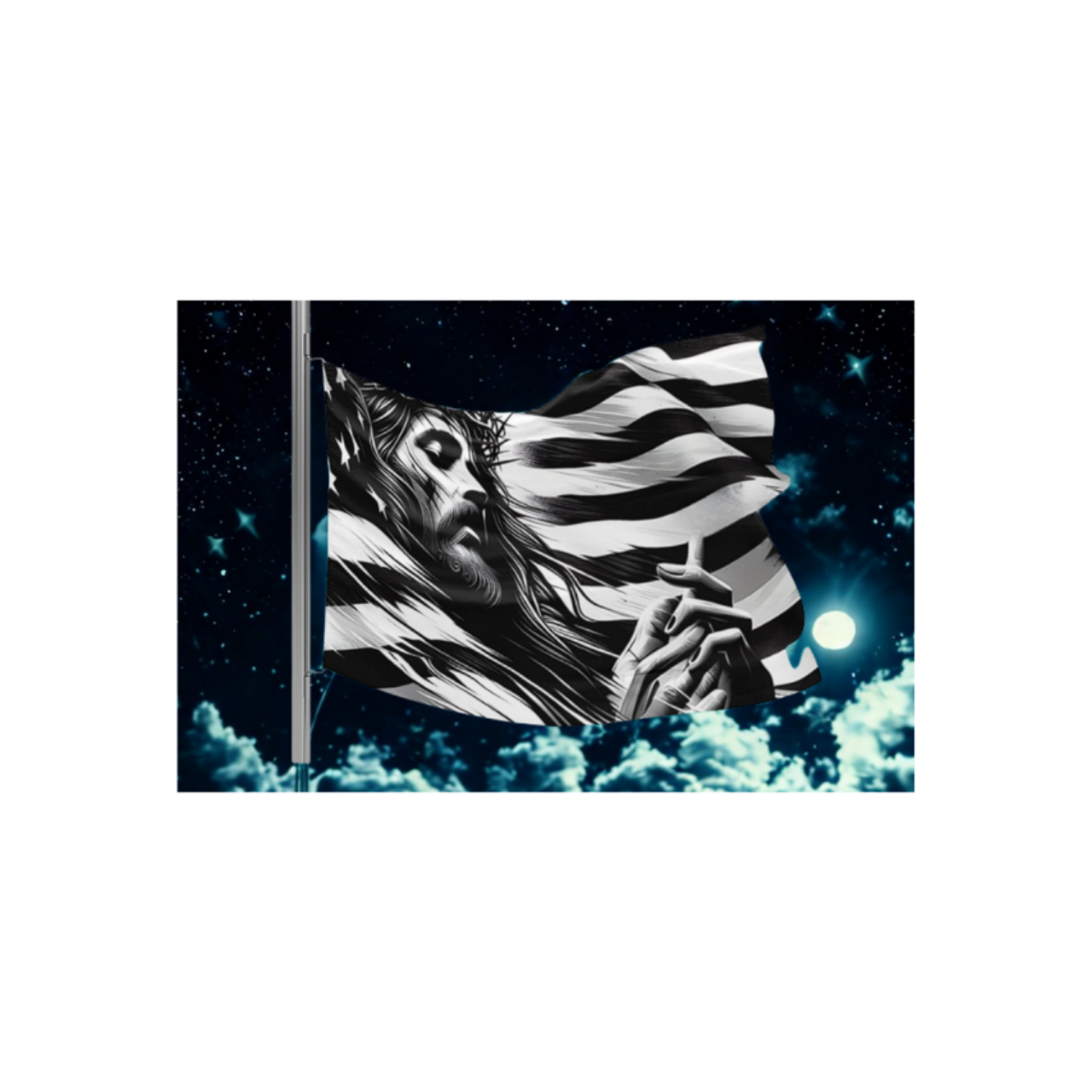 Patriotic Christian Double Sided Flag, American Jesus Banner, Religious Home Decor, Outdoor Garden Flag, Faith-Based Wall Hanging product thumbnail image