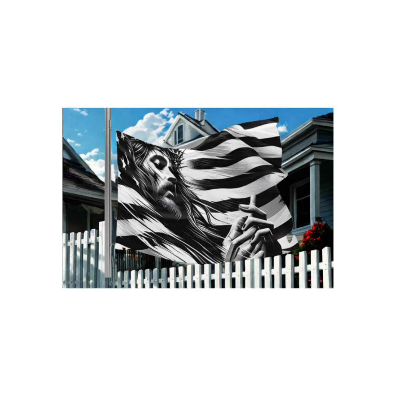 Patriotic Christian Double Sided Flag, American Jesus Banner, Religious Home Decor, Outdoor Garden Flag, Faith-Based Wall Hanging product thumbnail image