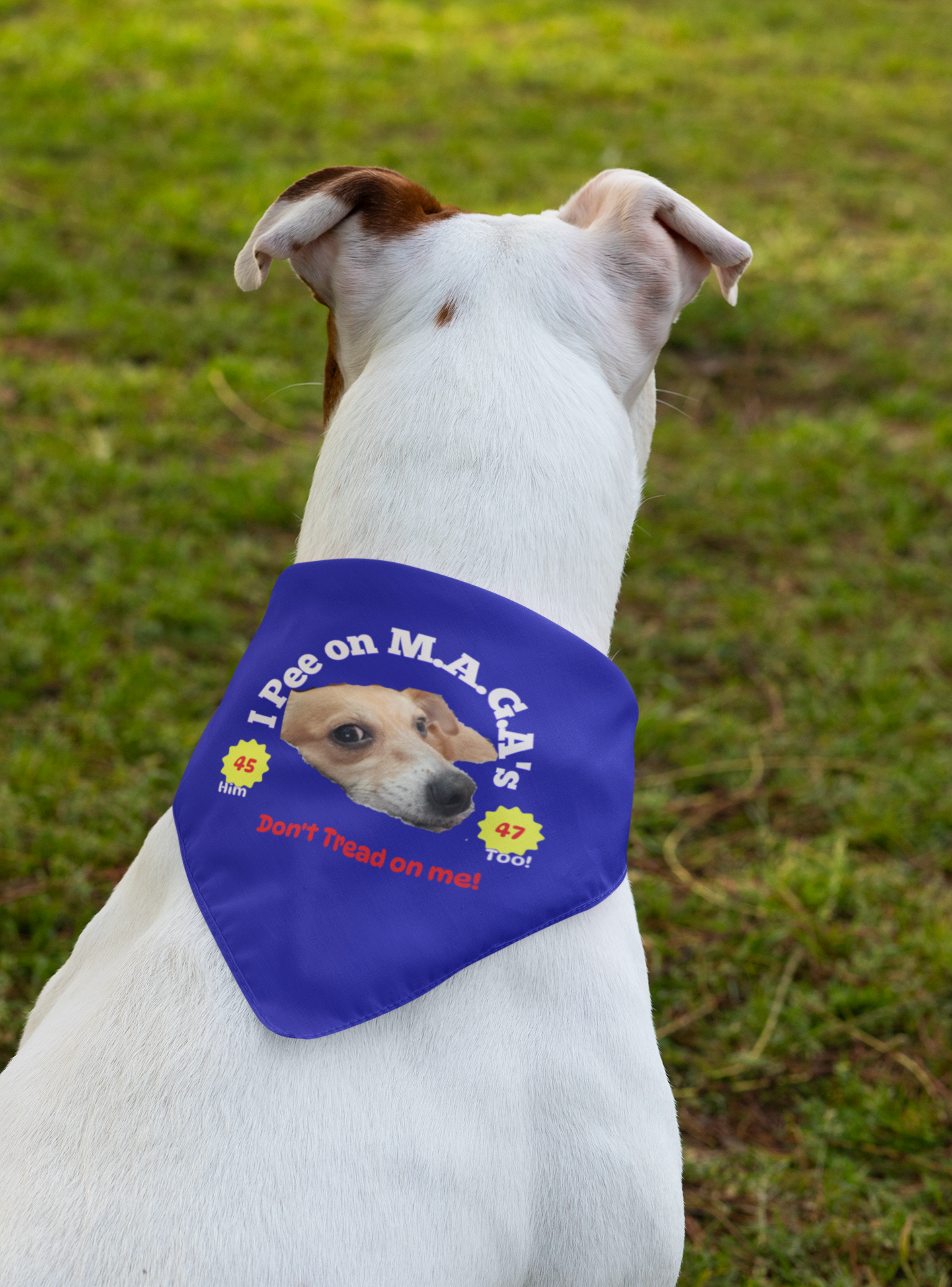 Funny Political Clip-on Pet Bandana with Humor, Bandana Dog Accessories, Pet Costume, Gift for Dog Lovers, Cute Dog Apparel product thumbnail image Funny Political Clip-on Pet Bandana with Humor, Bandana Dog Accessories, Pet Costume, Gift for Dog Lovers, Cute Dog Apparel product thumbnail image
