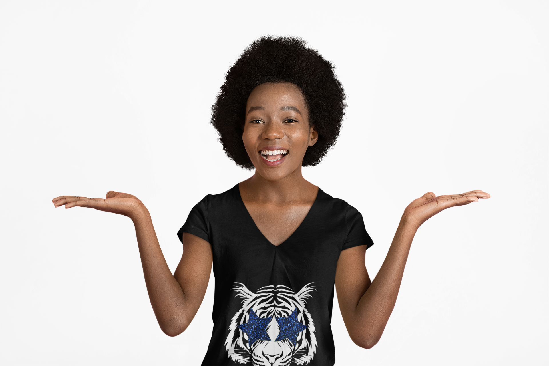 Bold Tiger Graphic V-Neck Tee, Animal Lover Shirt, Casual Wear, Gift for Nature Lovers, Summer Fashion, Statement Tee