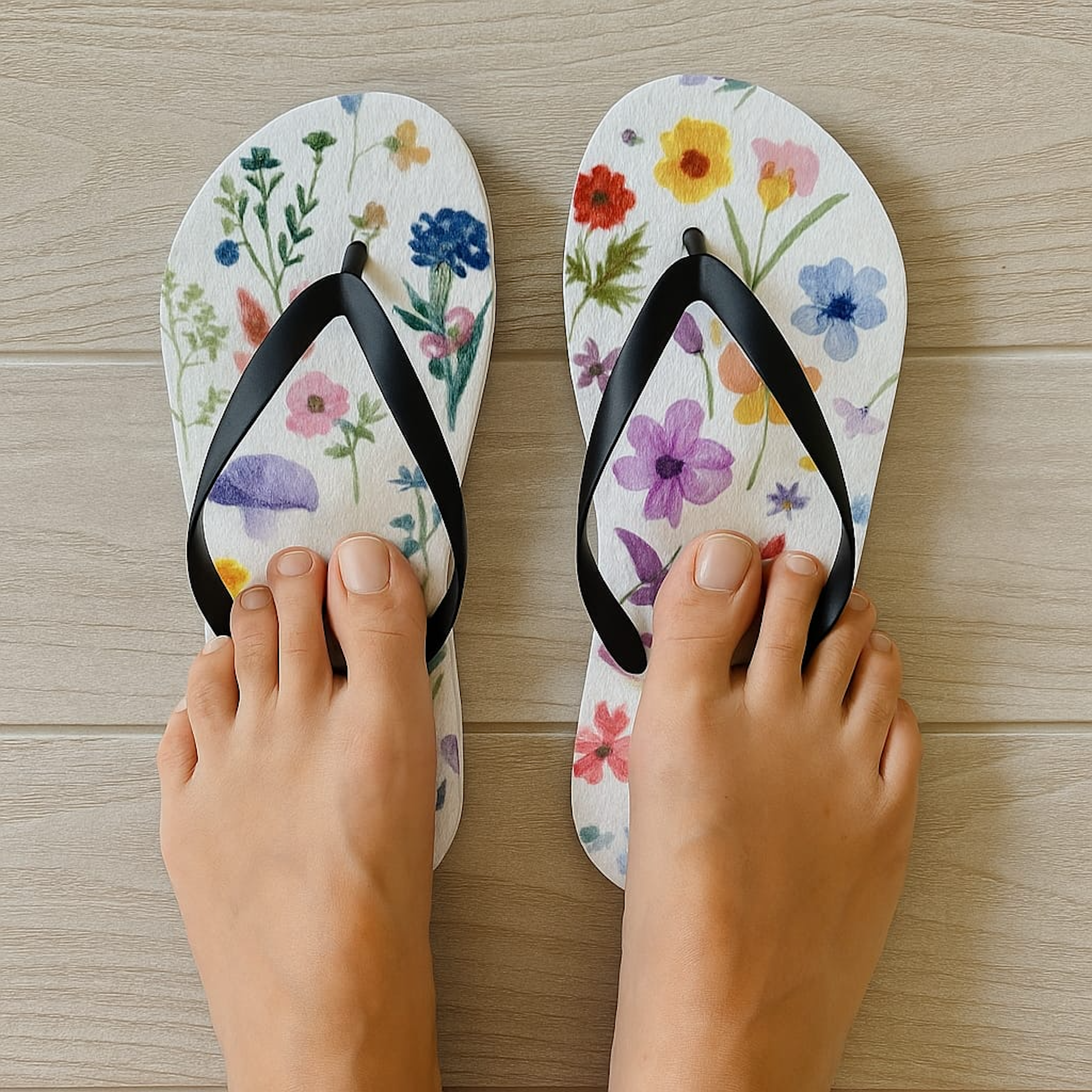 Floral Flip Flops, Summer Unisex Sandals product thumbnail image Floral Flip Flops, Summer Unisex Sandals product thumbnail image