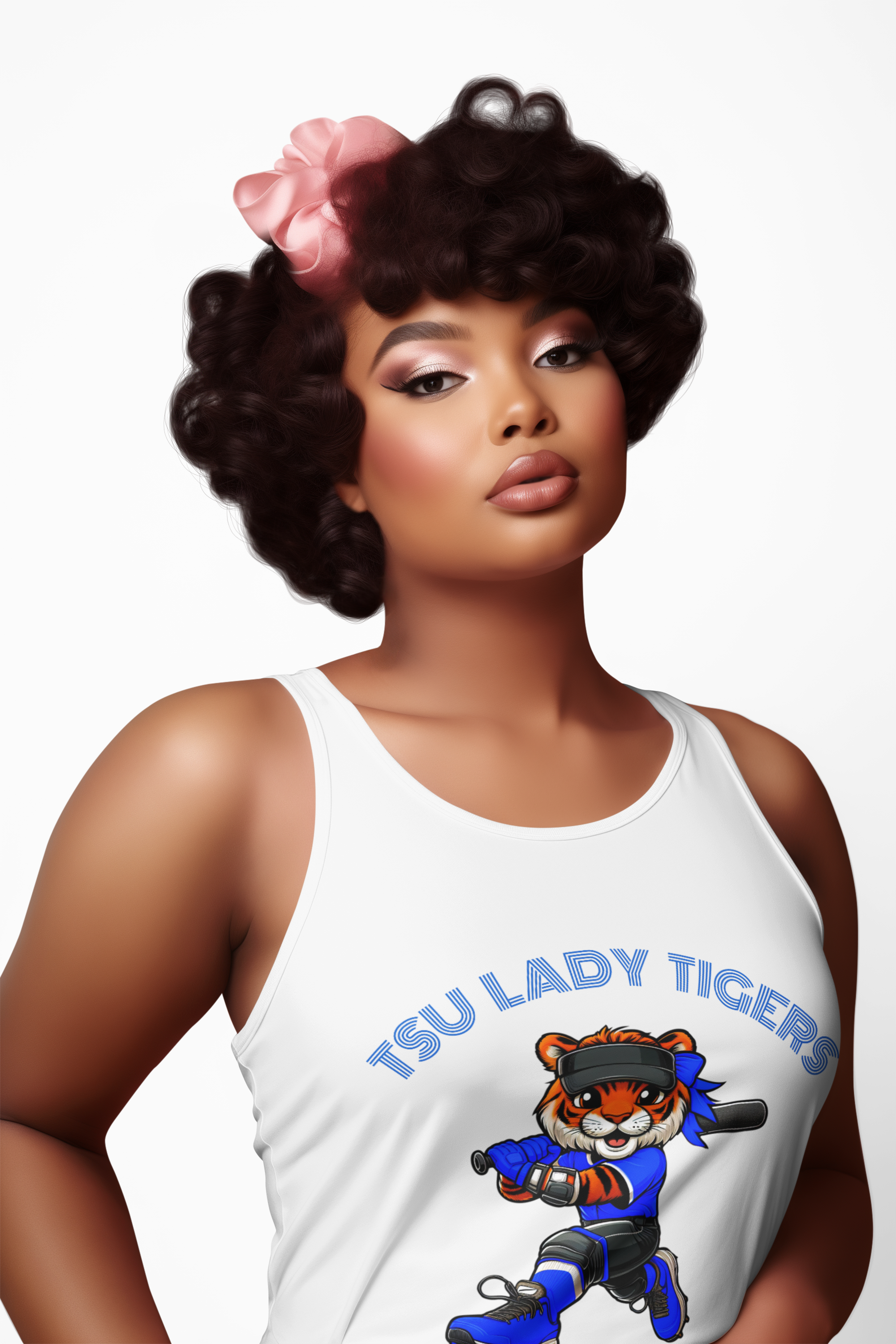 Lady Tigers Softball Animation Racerback Tank - Sporty Women's Tee for Fitness, Beach, Team Events, Gym Wear, Workout Gear