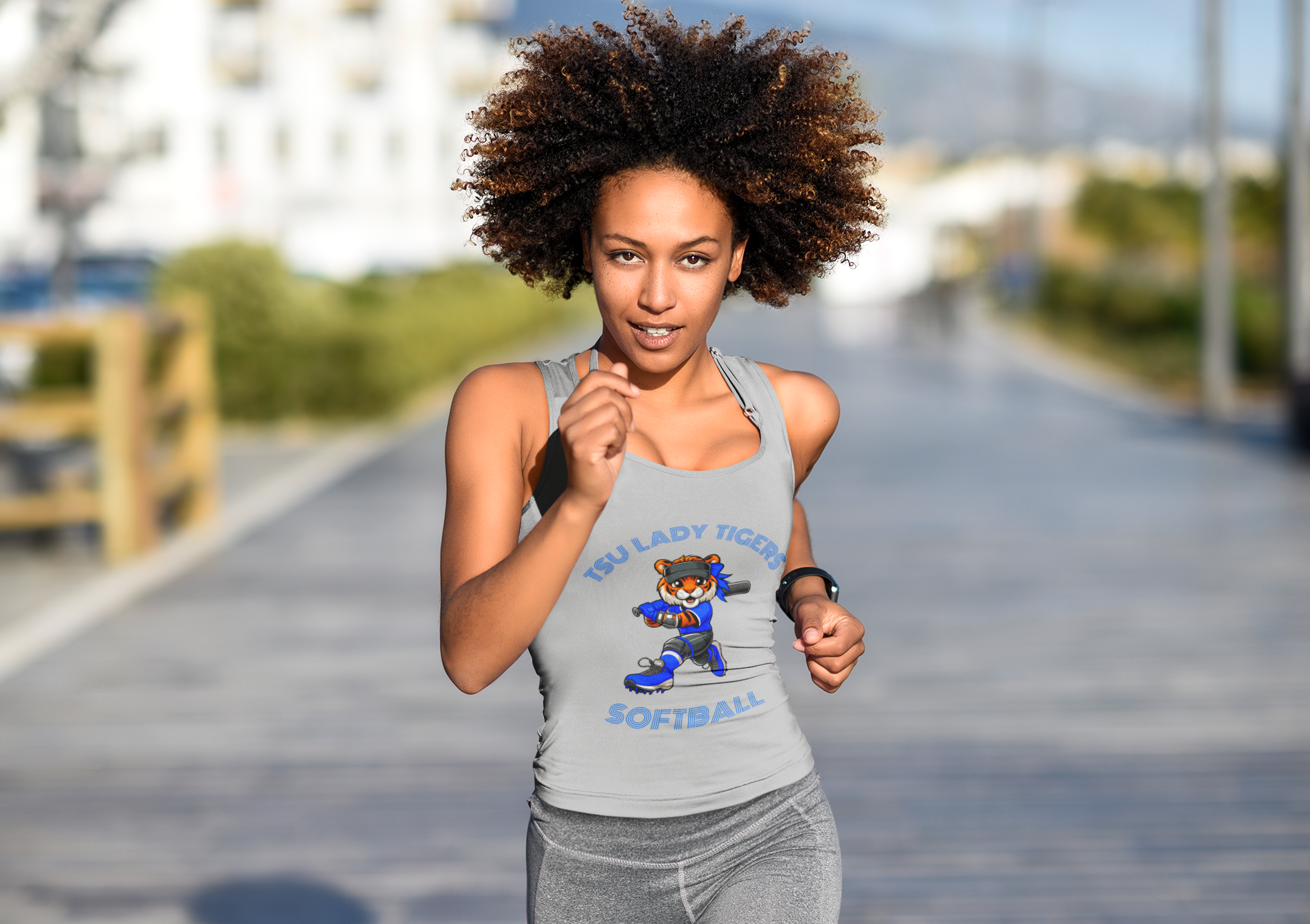 Lady Tigers Softball Animation Racerback Tank - Sporty Women's Tee for Fitness, Beach, Team Events, Gym Wear, Workout Gear product thumbnail image