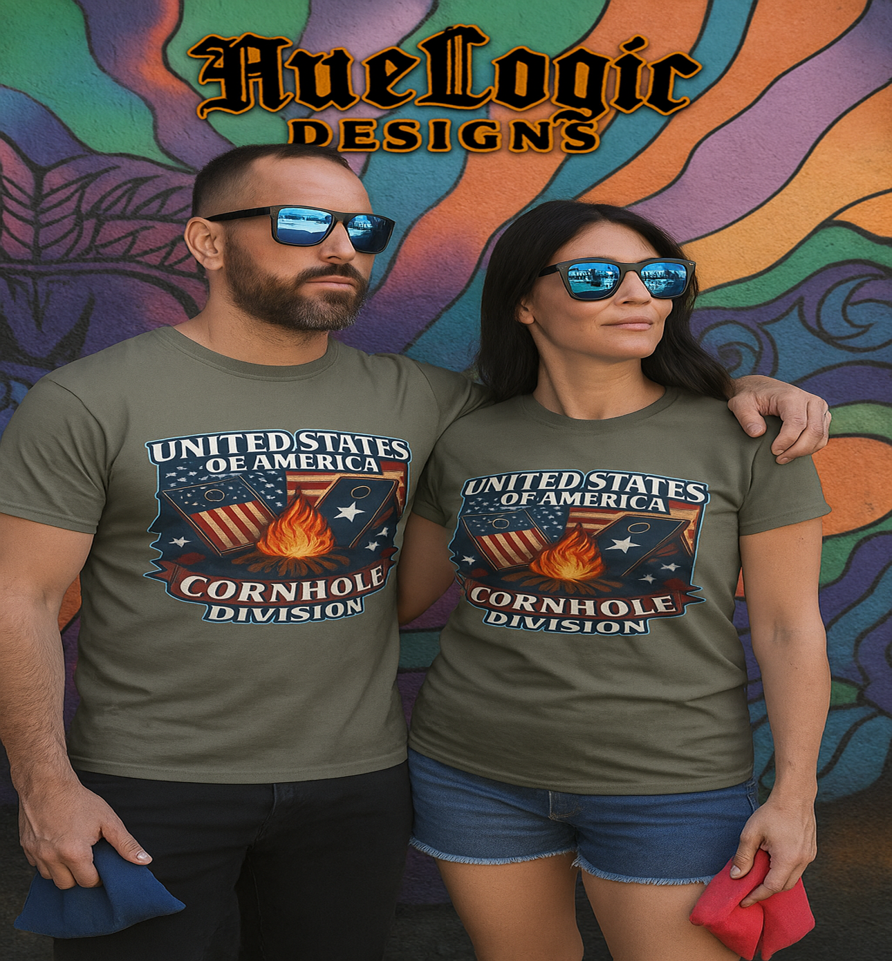 Patriotic Cornhole T-Shirt | Unisex Graphic Tee, Fourth of July Apparel, Cornhole Team Gear, Casual Summer Shirt, Gift for Game Lovers product thumbnail image