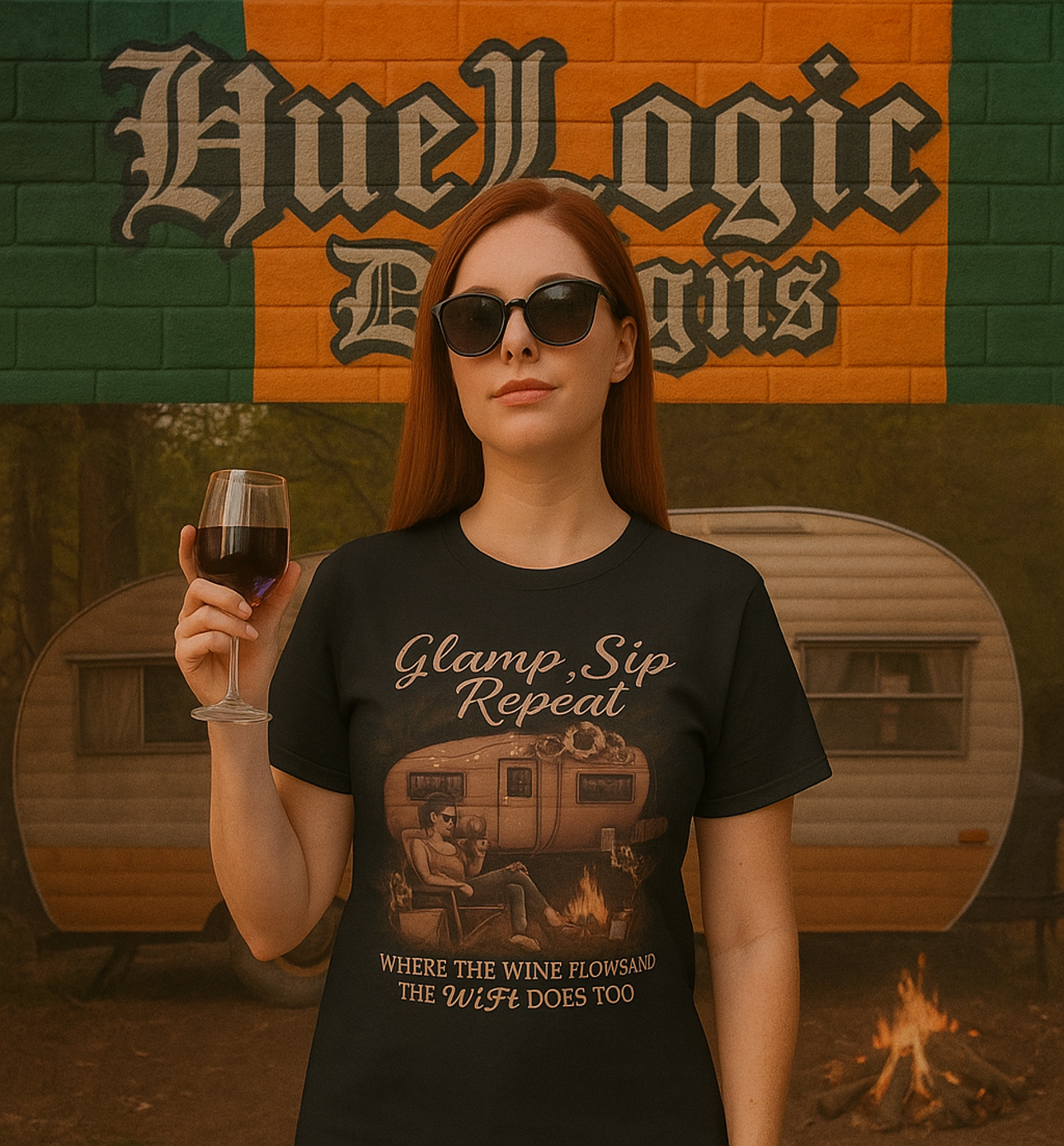 Glamping Vibes Unisex Softstyle T-Shirt, Camping Tee, Outdoor Adventure Apparel, Travel Shirt, Nature Lover Gift, Summer Fun Wear product thumbnail image