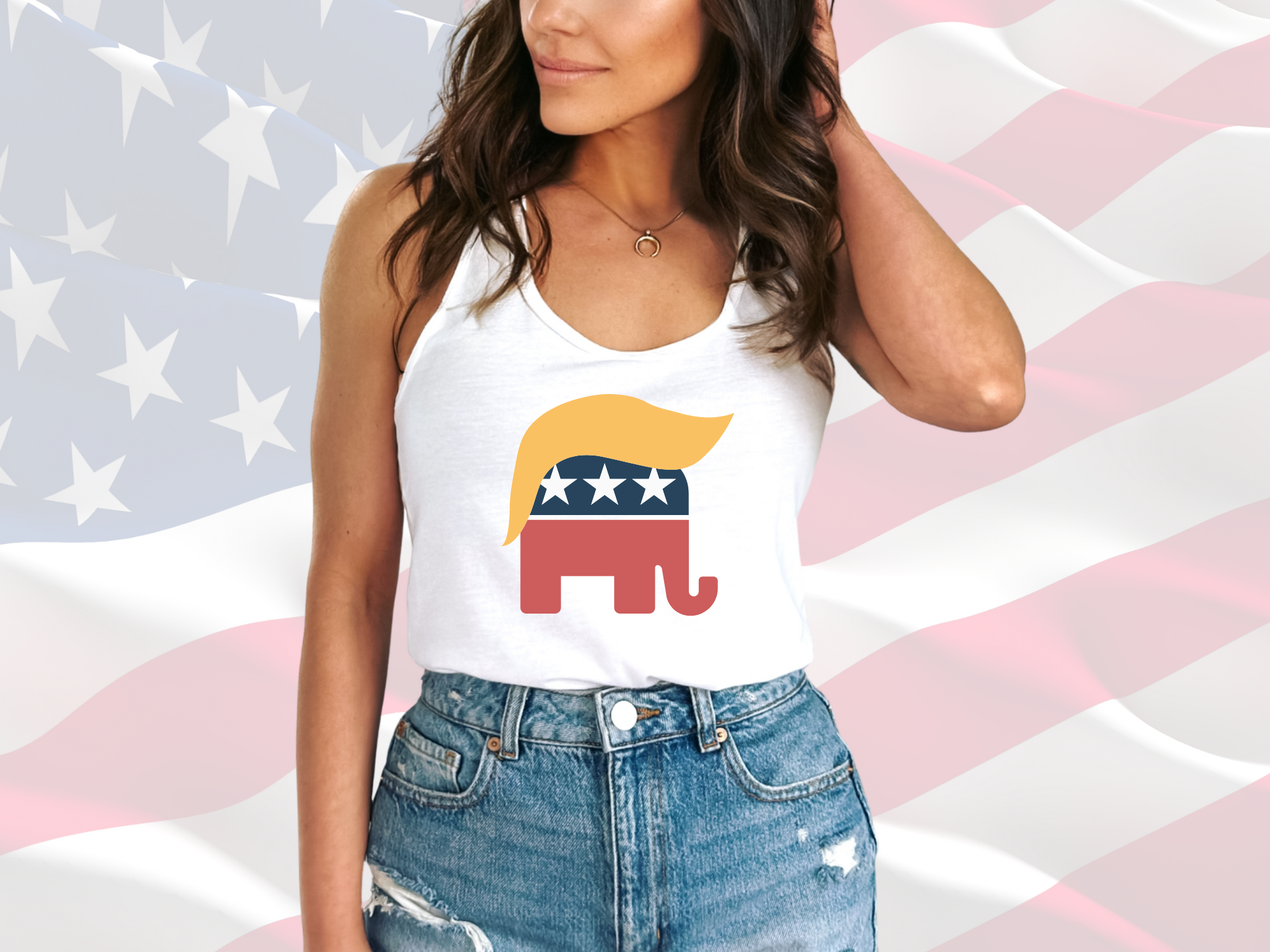 Trump Republican Elephant Patriotic Tank, Next Level 1533 Women's Racerback Tank Top product thumbnail image