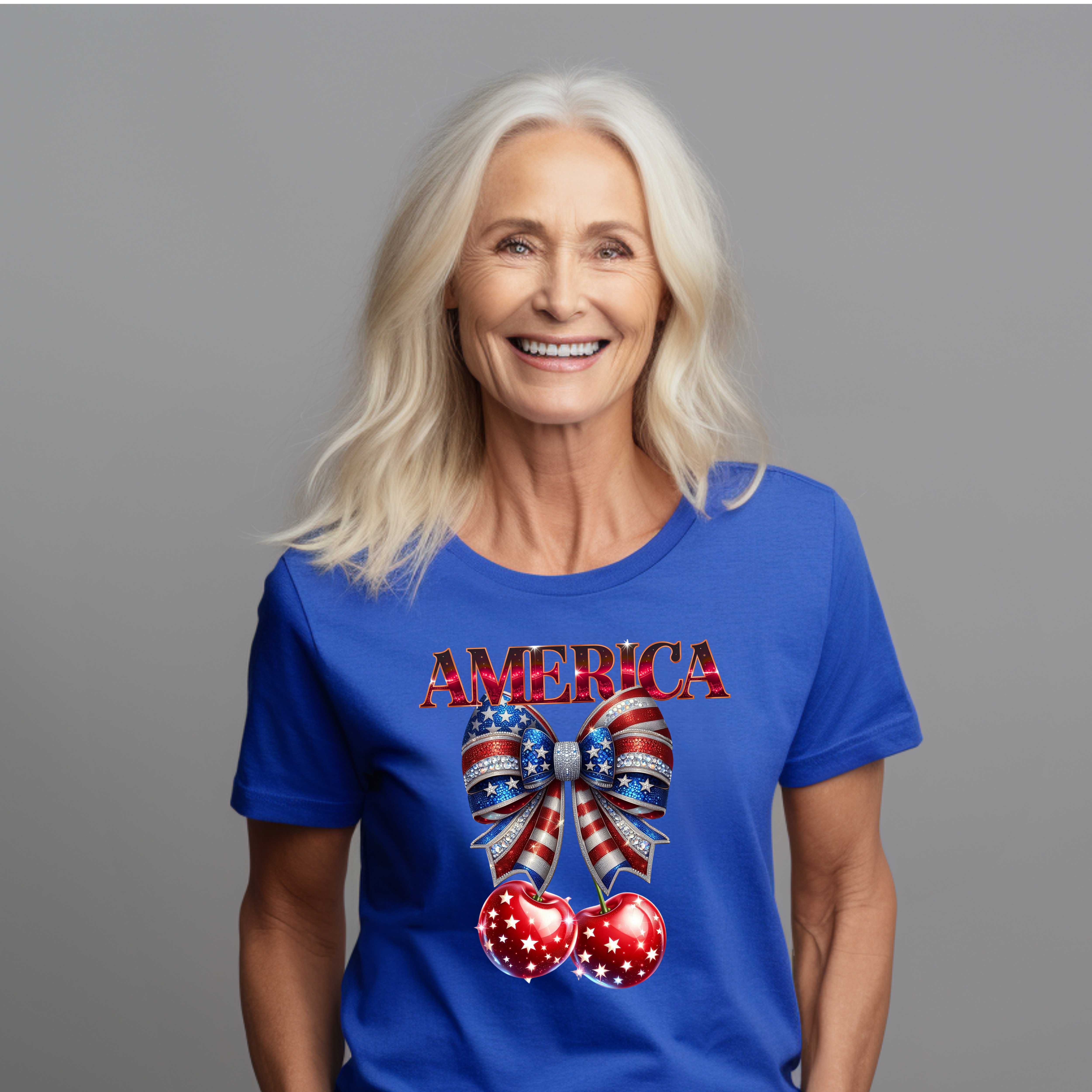 Patriotic Unisex Heavy Cotton Tee - America Bow Design product thumbnail image Patriotic Unisex Heavy Cotton Tee - America Bow Design product thumbnail image