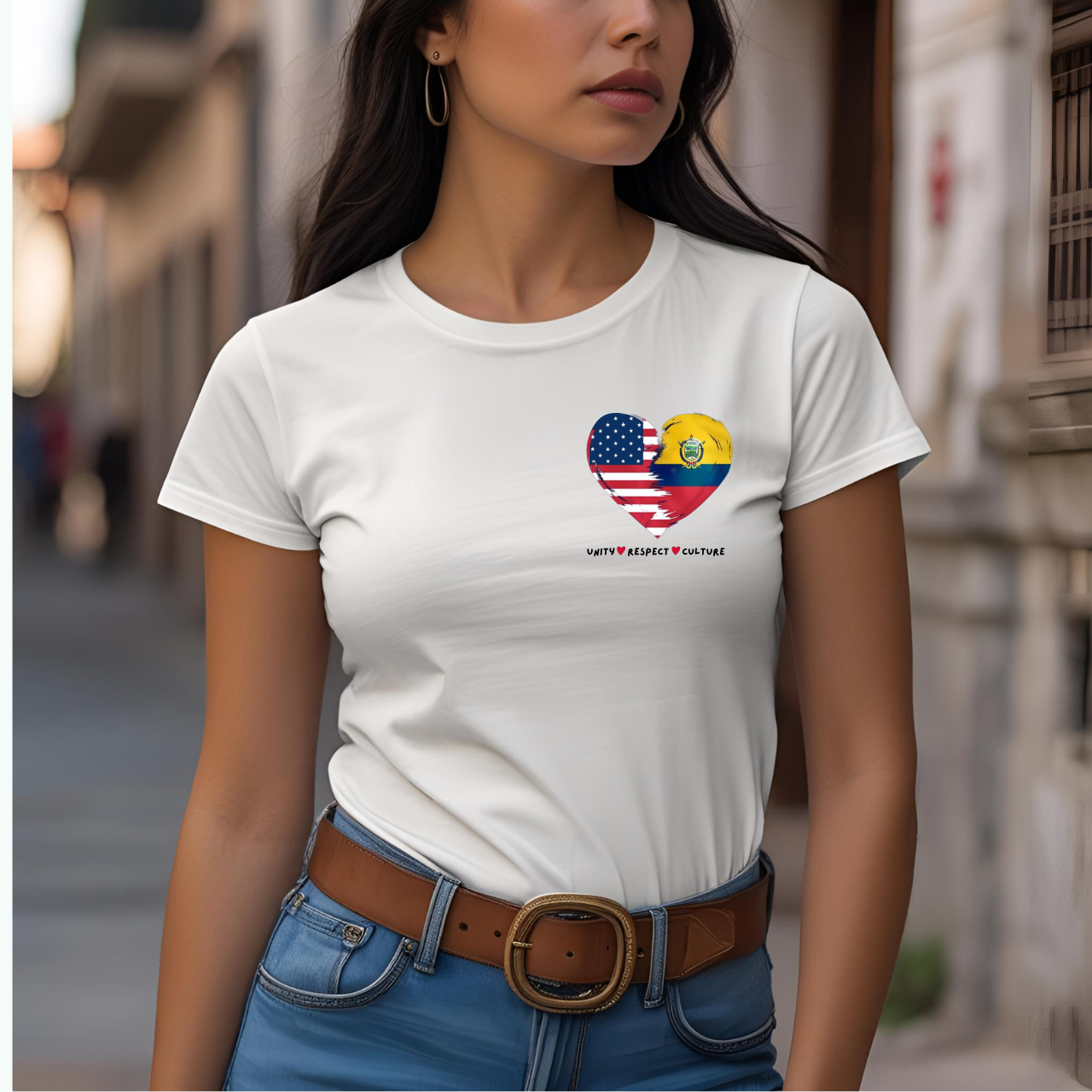 Patriotic Heart Graphic Tee, Summer Outfit, Independence Day T-Shirt, Casual Everyday Wear, Unisex Cotton Tee product thumbnail image