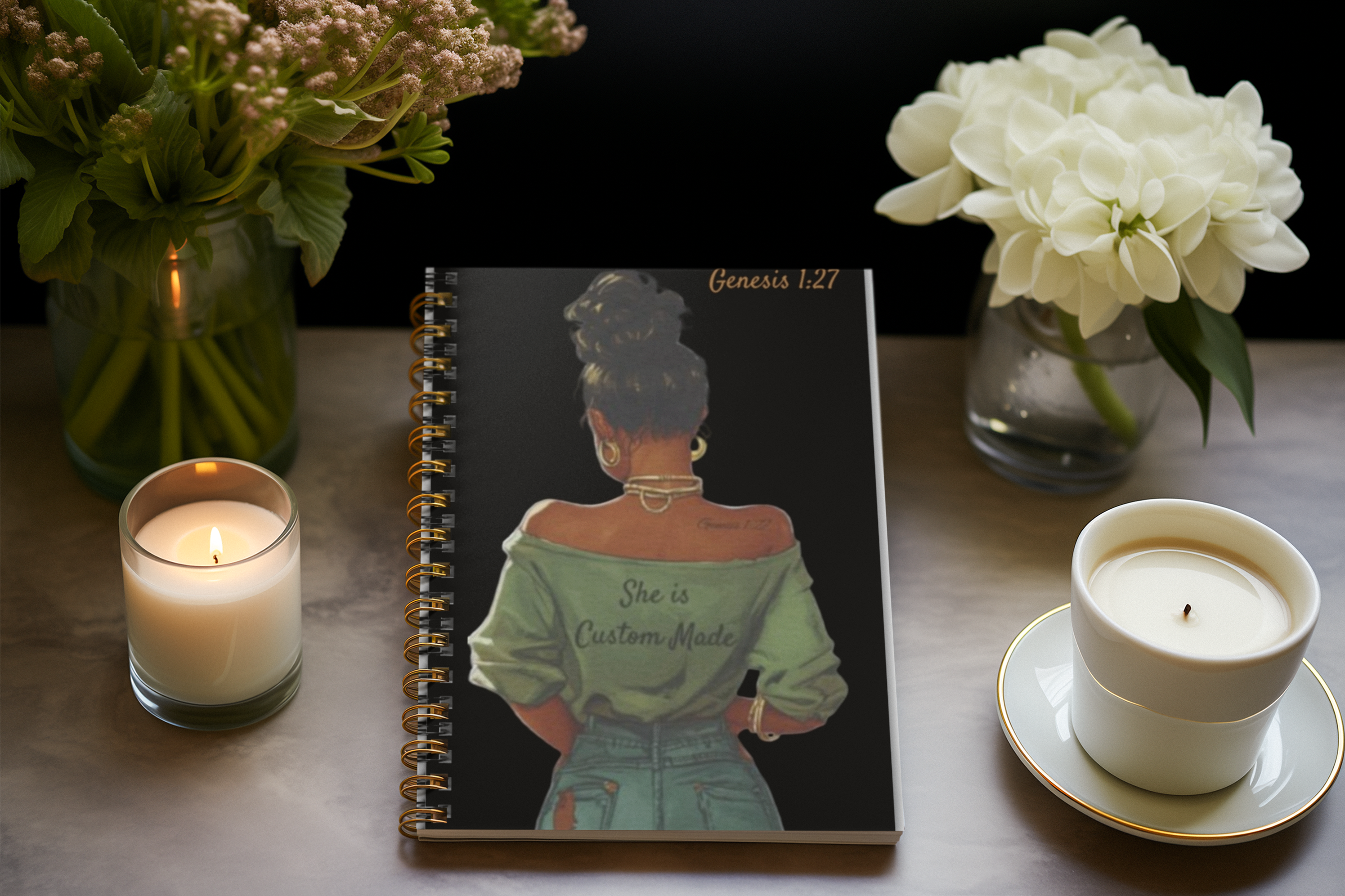 Genesis 1:27 She is Custom Made blk Spiral Journal - Ruled Line