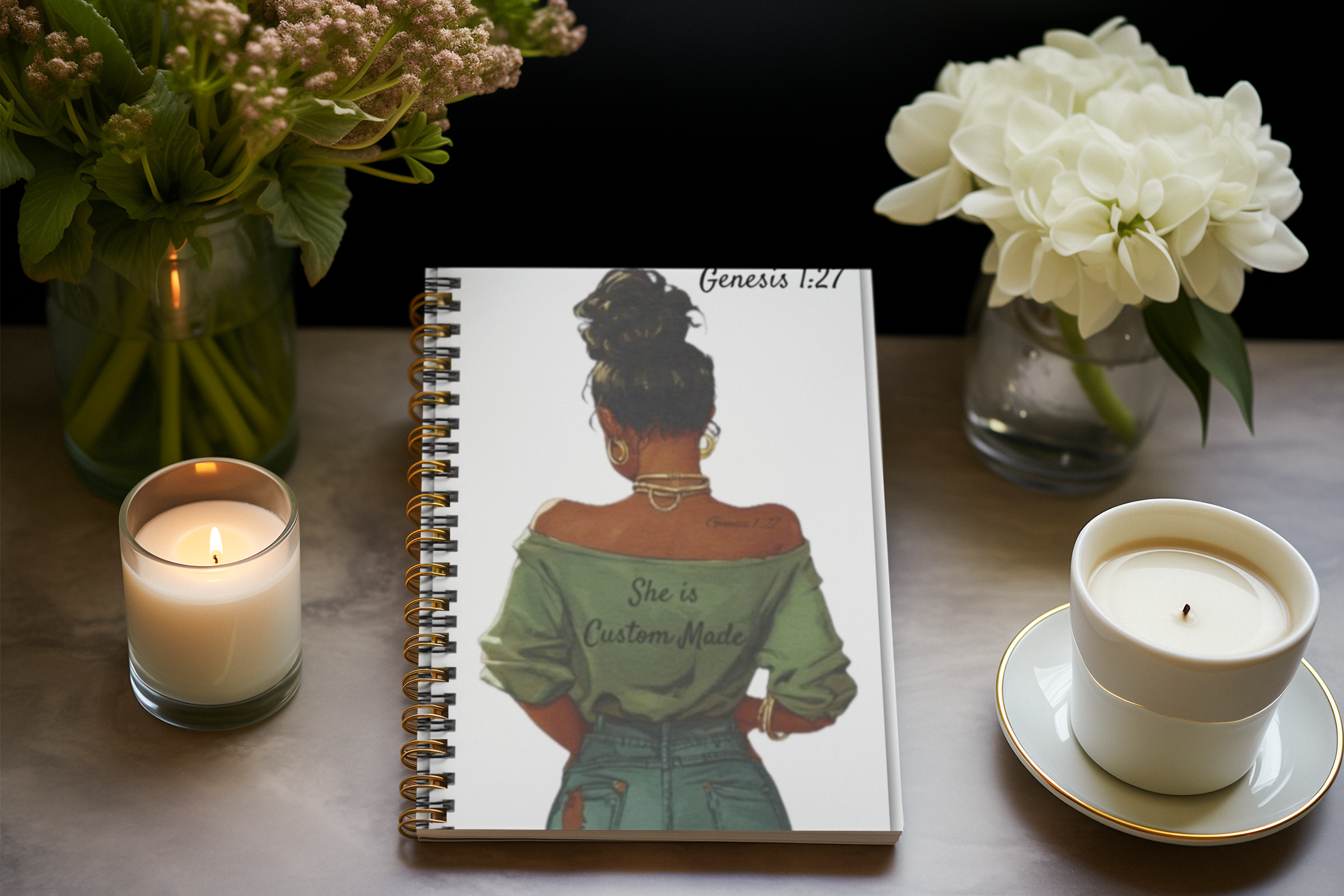 Genesis 1:27 She is Custom Made wht Spiral Journal - Ruled Line