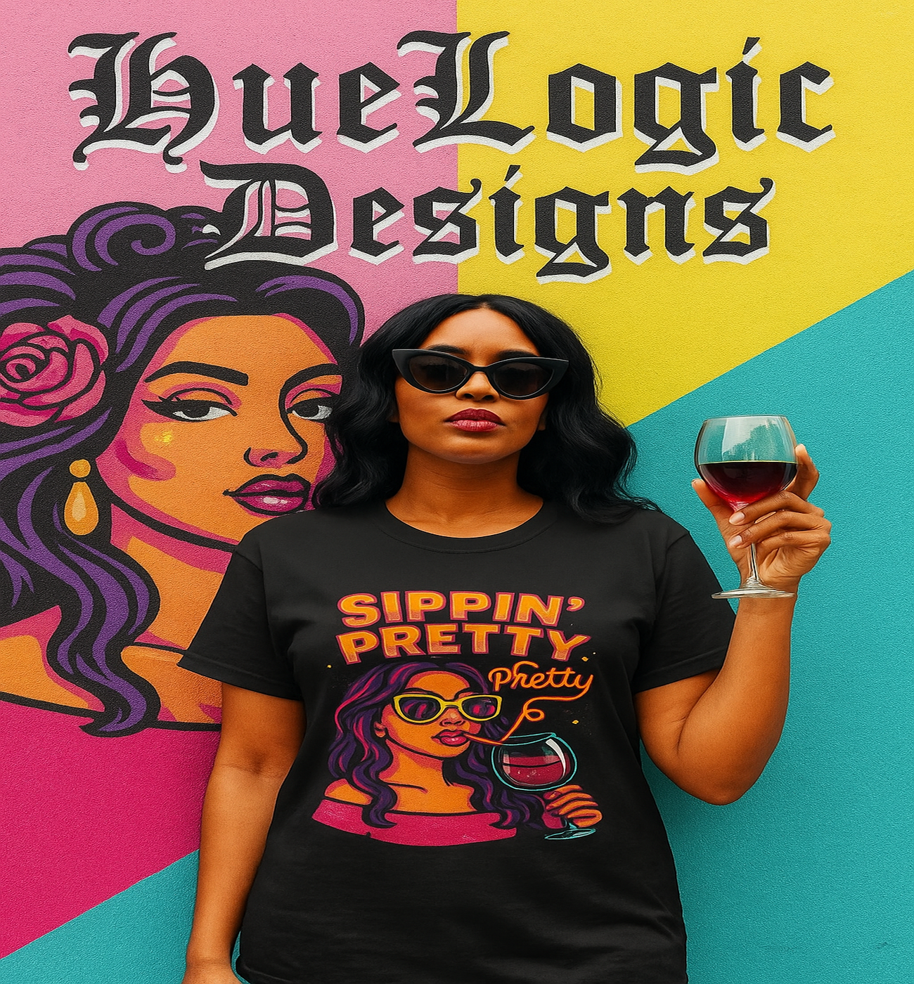 Sippin’ Pretty – Glam Wine Babe Graphic Tee
