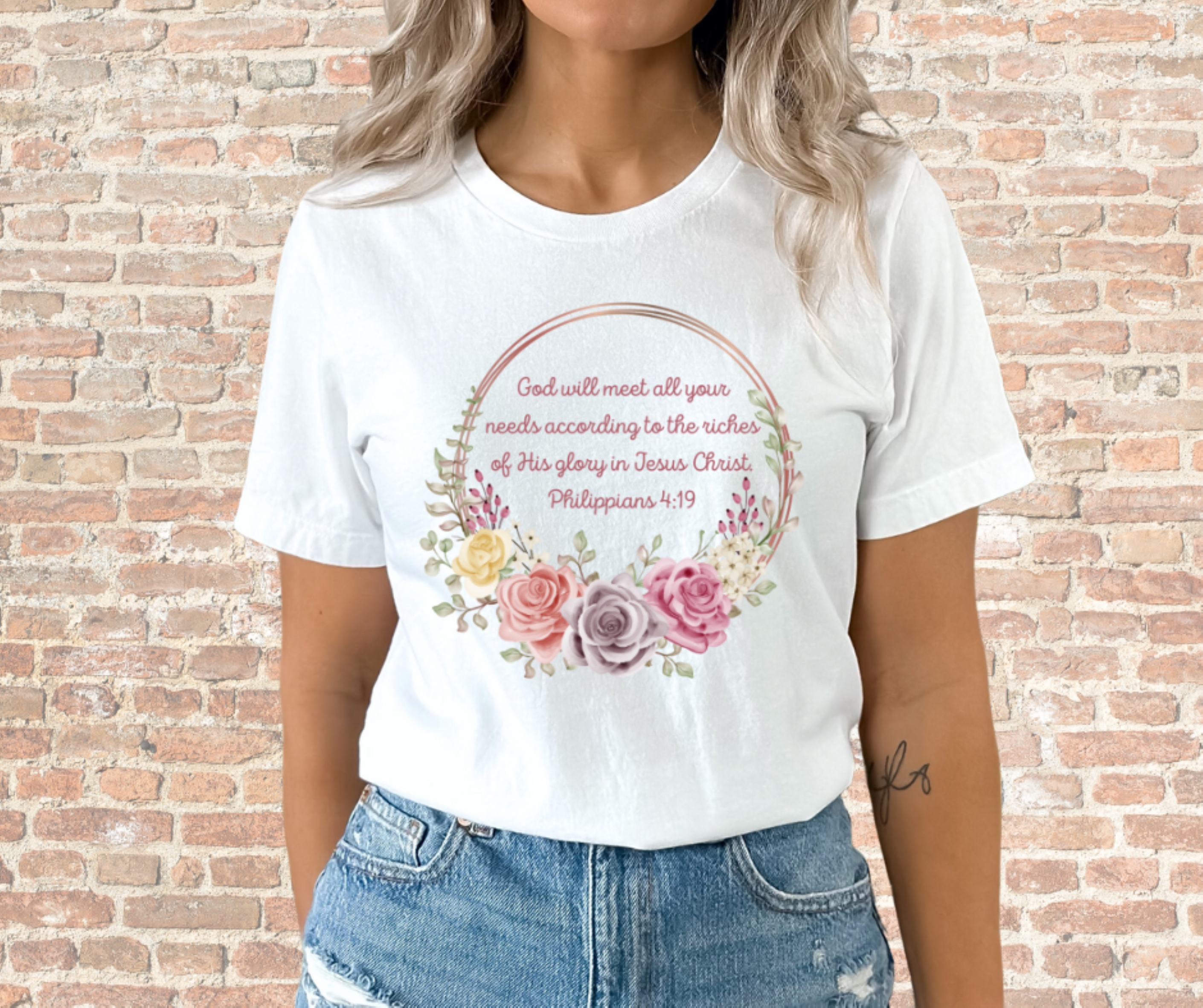 God Will Meet All Your Needs Bible Verse Shirt, Gilden Unisex Softstyle Short Sleeve Philippians 4:19 Christian Tee Shirt