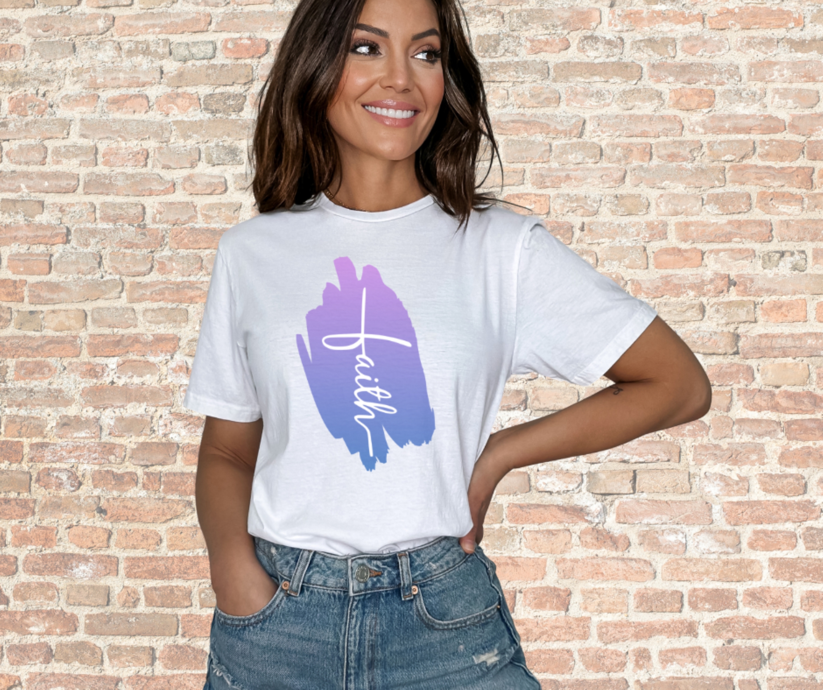 Faith Cross Christian Shirt, Gilden Unisex Softstyle Short Sleeve Christian Tee Shirt product thumbnail image