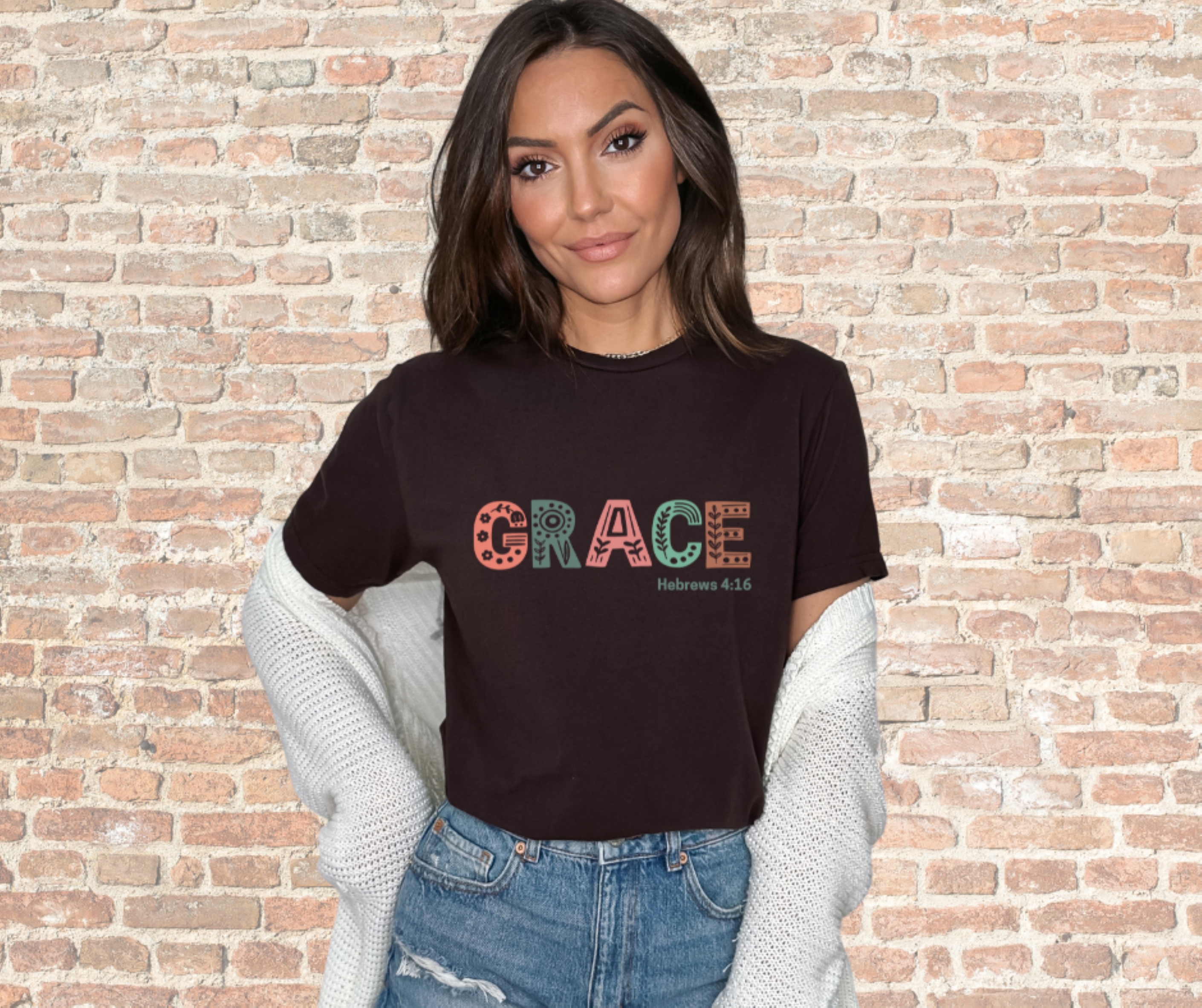 Grace Hebrews 4:16 Bible Verse Shirt, Gilden Unisex Softstyle Short Sleeve Christian Tee Shirt product thumbnail image