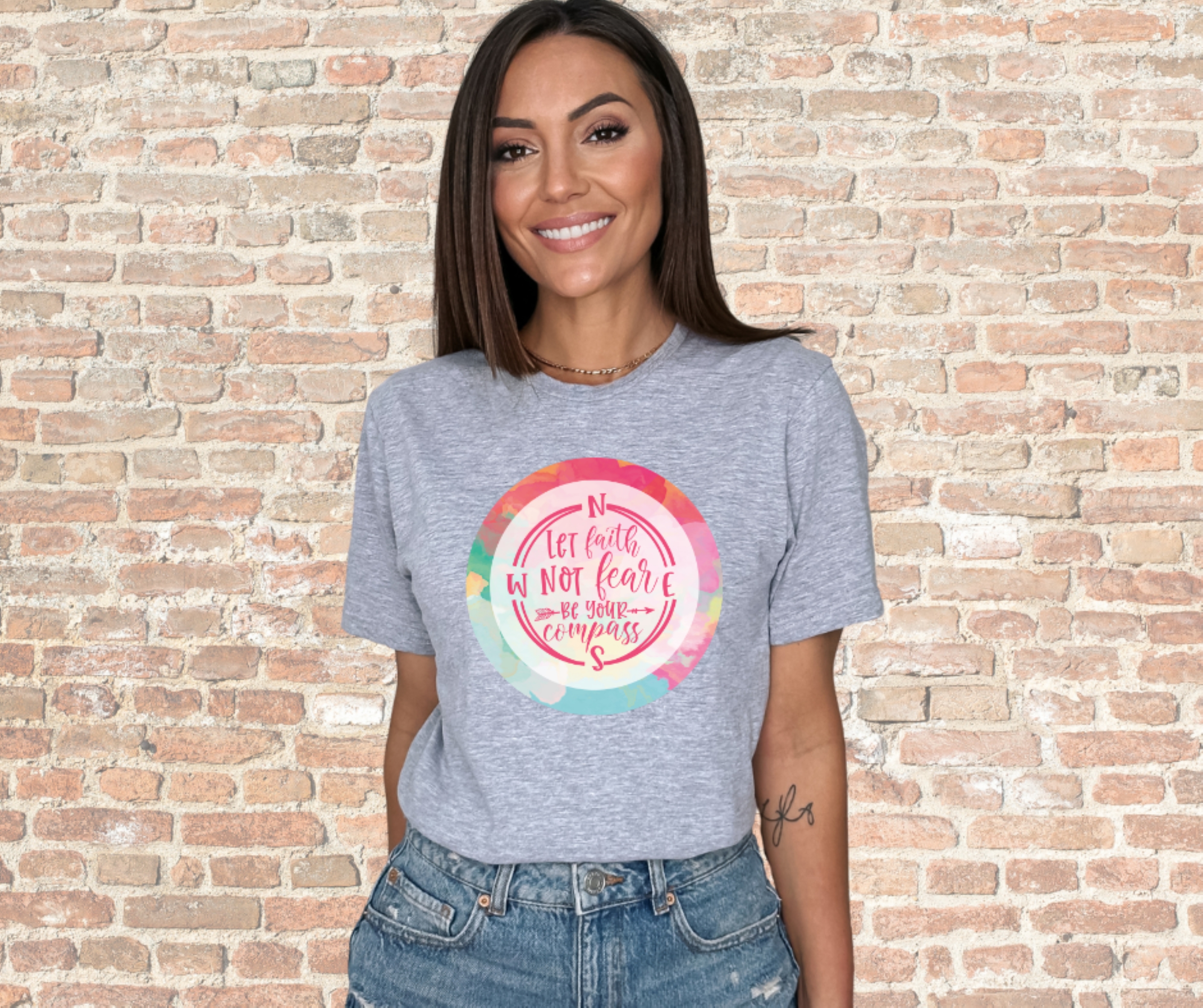 Let Faith Not Fear Be Your Compass Christian Shirt, Gilden Unisex Softstyle Short Sleeve Christian Tee Shirt