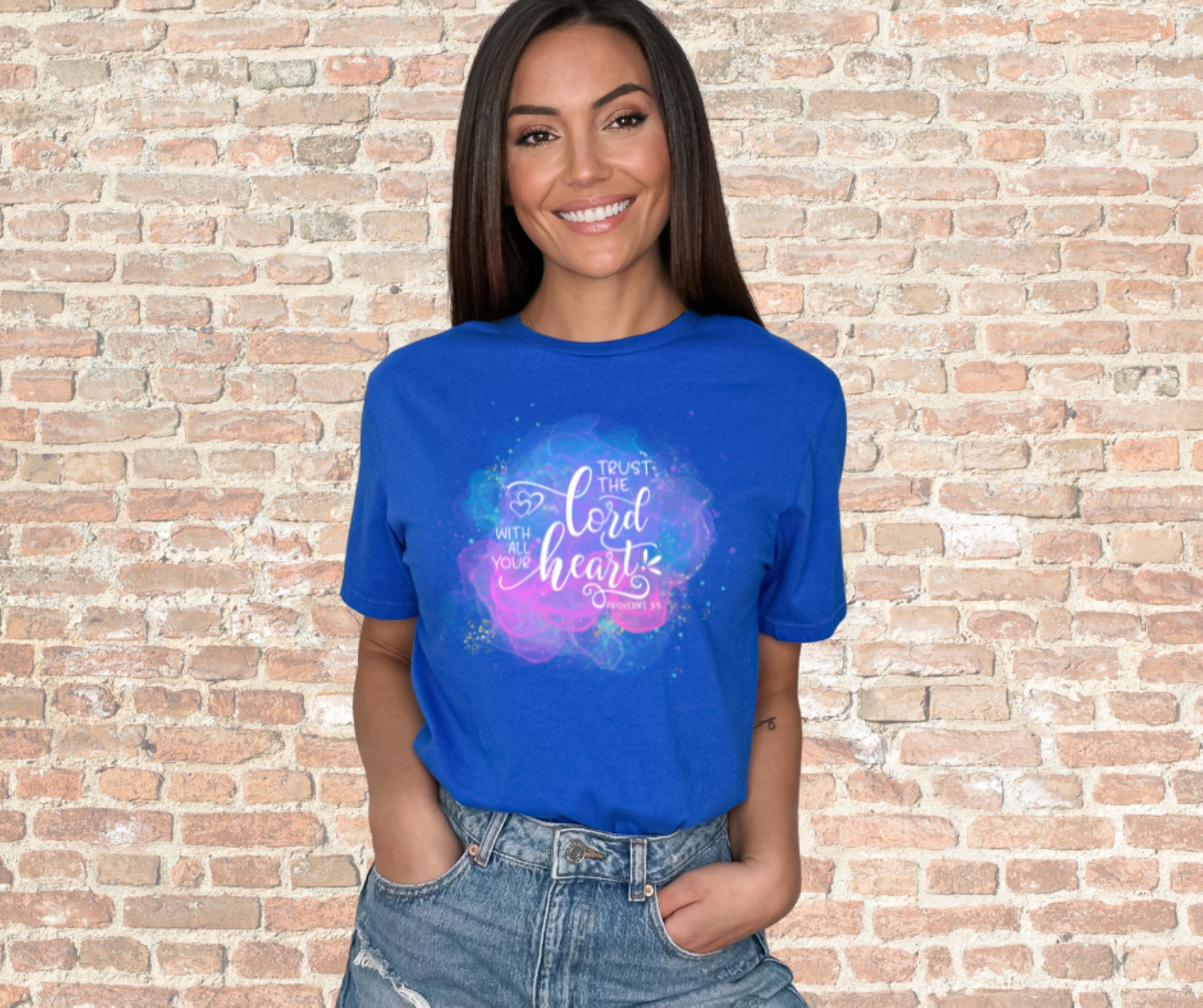 Trust in the Lord with All Your Heart Bible Verse Shirt, Gilden Unisex Softstyle Short Sleeve Christian Tee Shirt, Proverbs 3:5