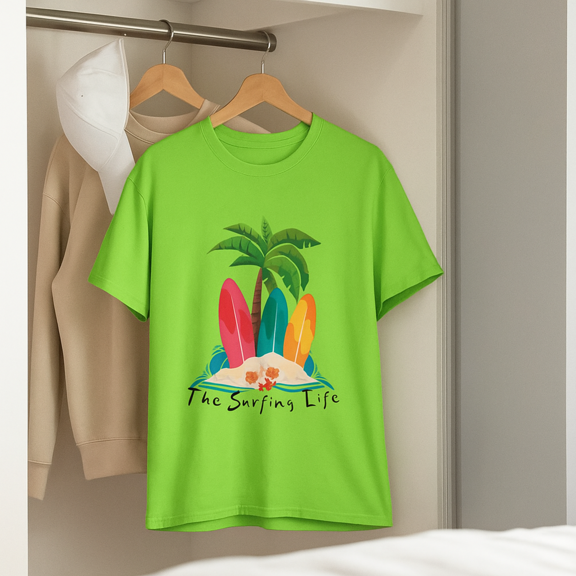 The Surfing Life T-Shirt Beach Vibes Surf Tee Tropical Summer Unisex Shirt Palm Trees Surfboards Graphic Tee product thumbnail image The Surfing Life T-Shirt Beach Vibes Surf Tee Tropical Summer Unisex Shirt Palm Trees Surfboards Graphic Tee product thumbnail image