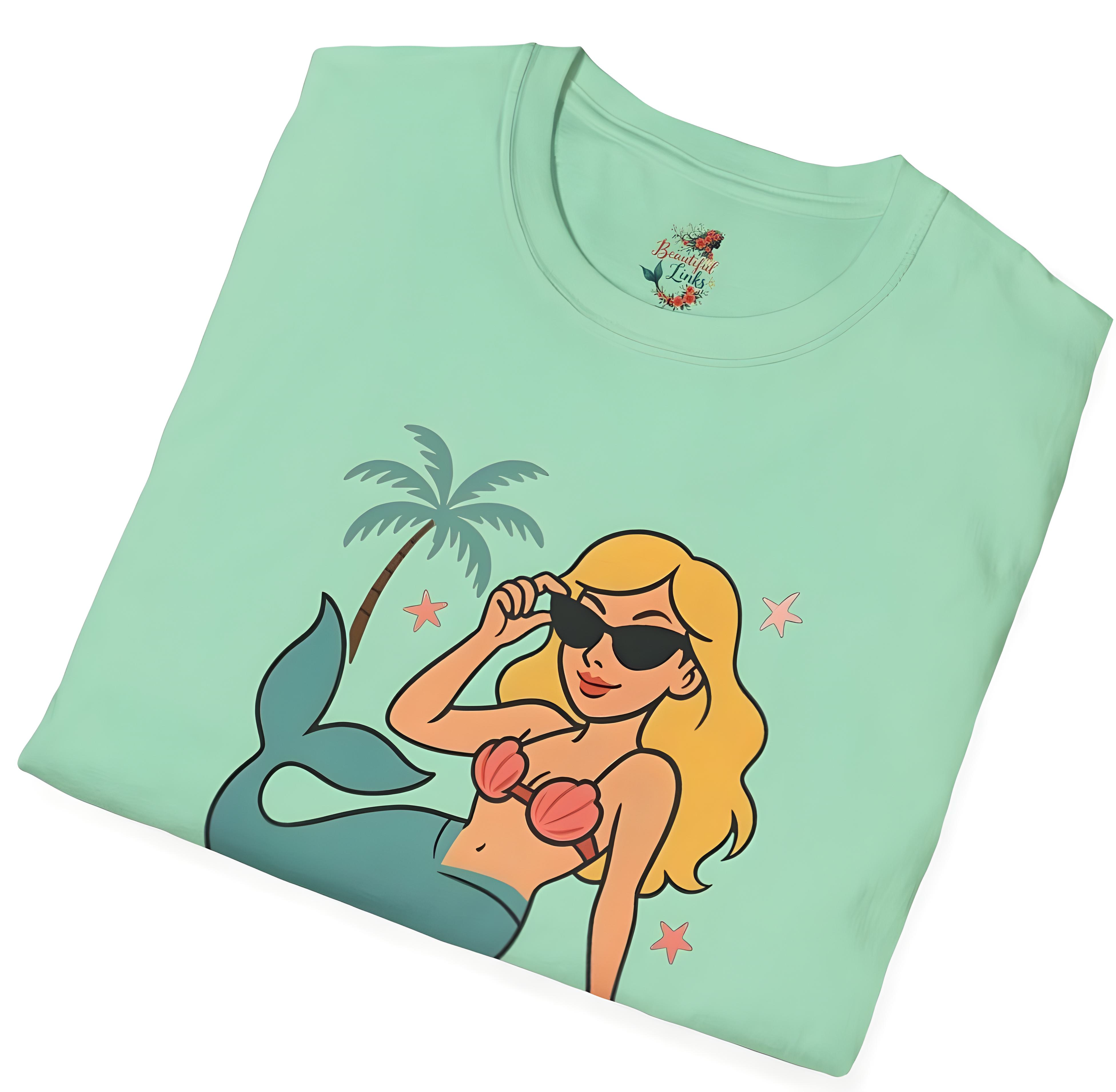 Mermaid Summer T-Shirt - Born to Beach Graphic Tee for Vacation Vibe, Beach Lovers, Summer Parties, Gifts, Casual Wear product thumbnail image
