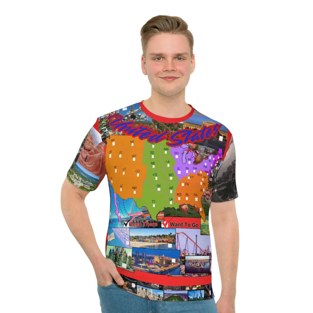 USA Check-Off &amp; Scavenger Hunt T-shirt – Wear Your USA Travel Dreams / Travel Story product thumbnail image