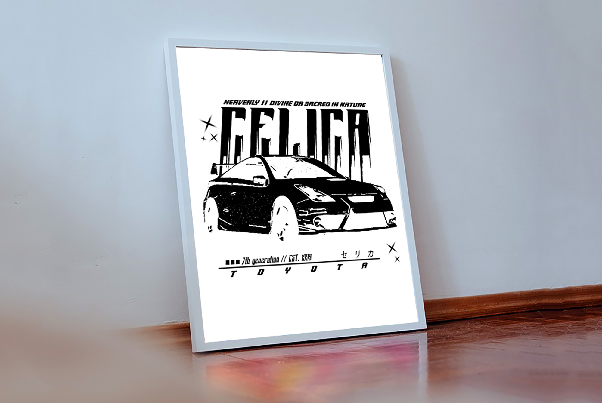 Poster: Celica 7th Gen Satin Poster - Car Enthusiast Wall Art, Auto Decor, Unique Gift for Him, Sports Car Print, 7th Generation Art