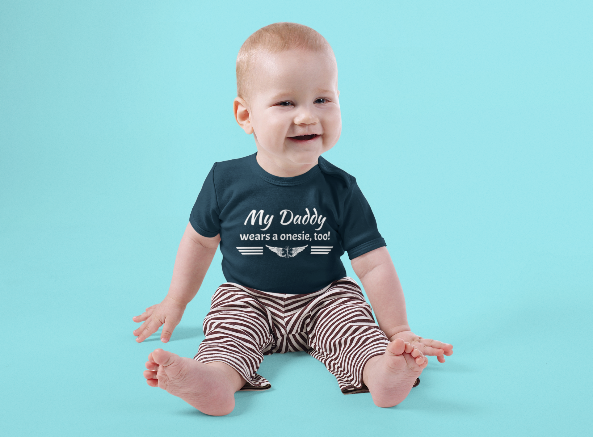 Daddy Wears A Onesie, Too Infant Bodysuit product thumbnail image Daddy Wears A Onesie, Too Infant Bodysuit product thumbnail image