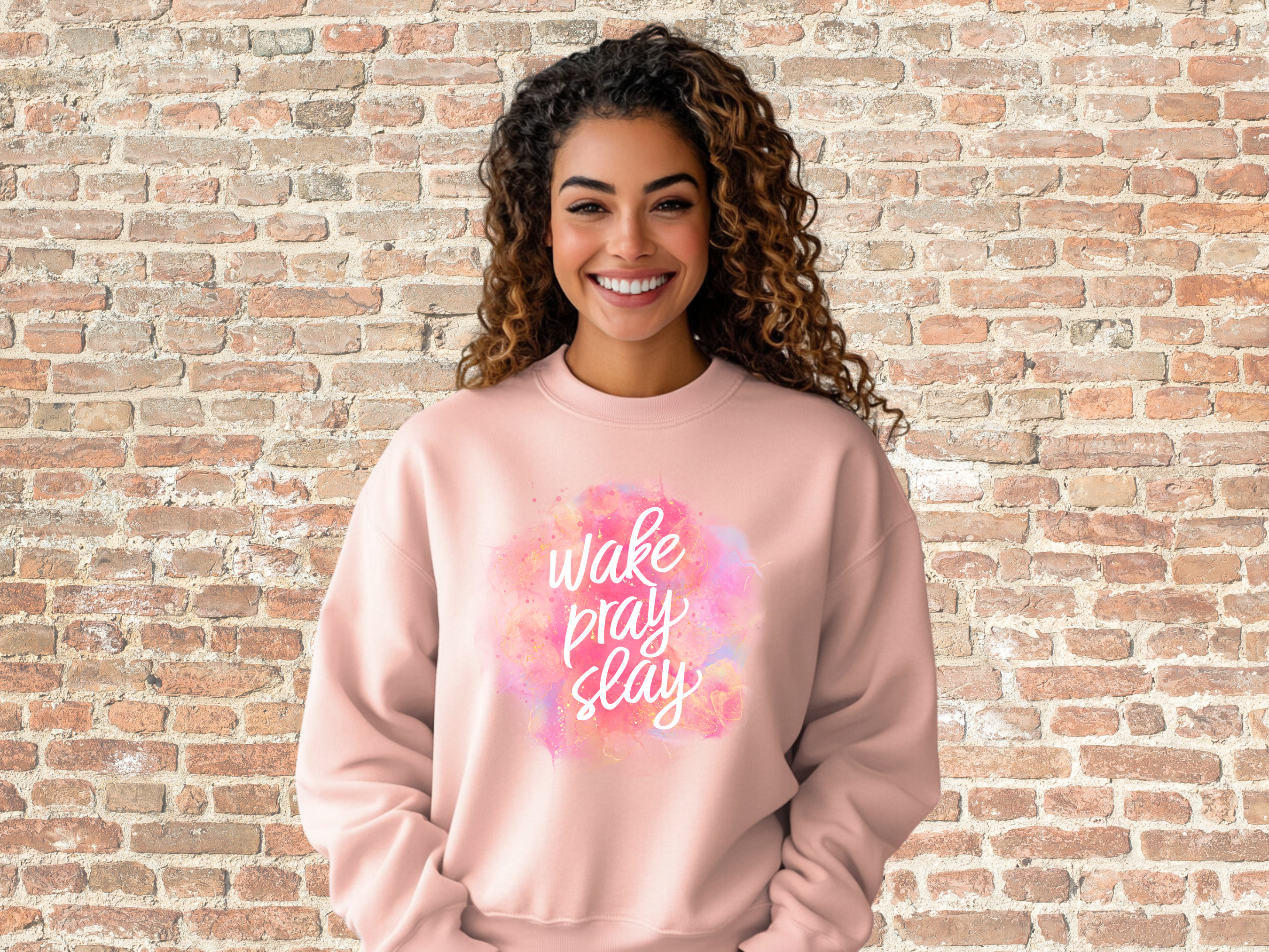 Wake Pray Slay Sweatshirt, Gildan 18000 Unisex Heavy Blend™ Crewneck Sweatshirt, Christian Sweatshirt product thumbnail image