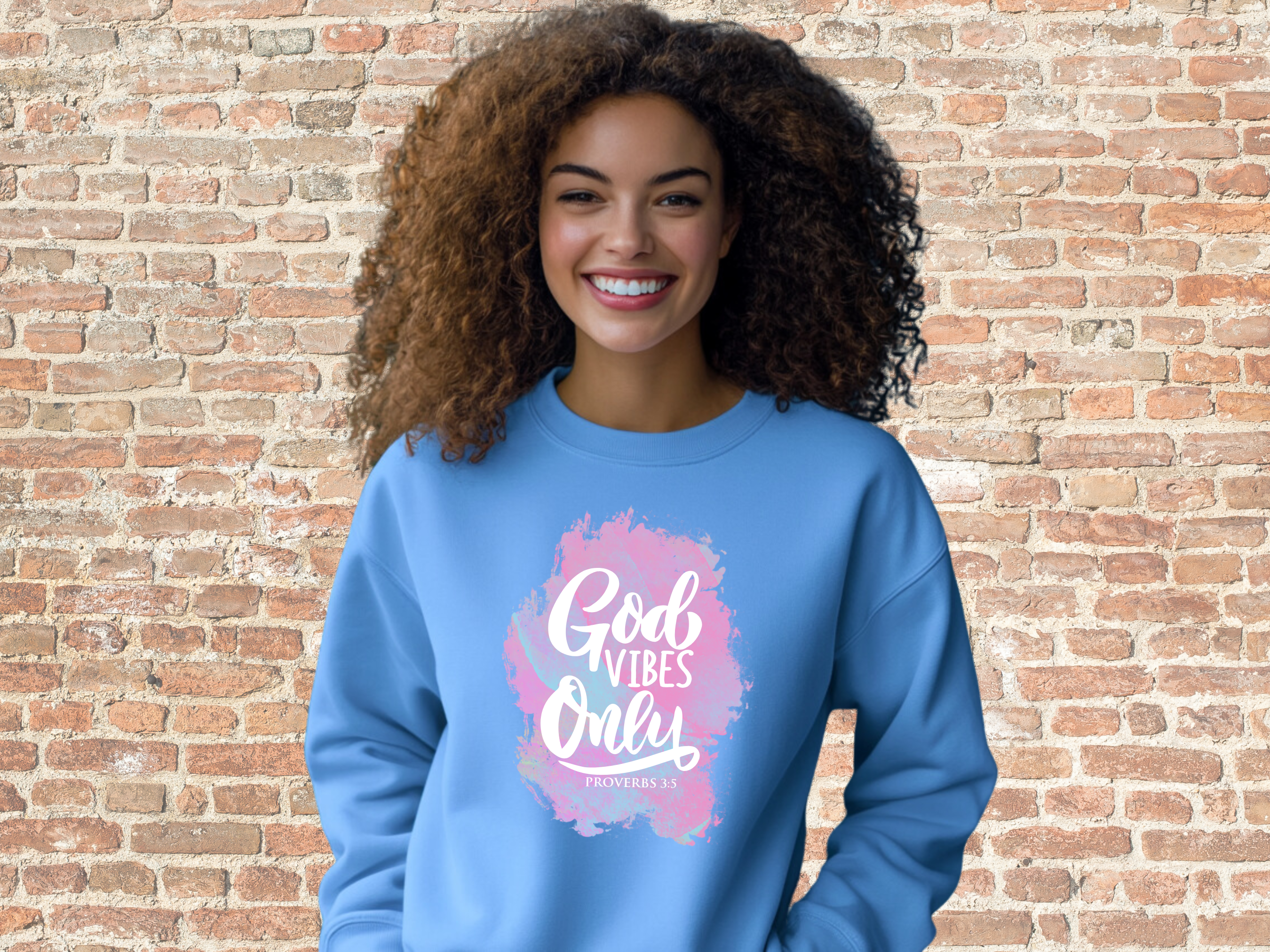 God Vibes Only Proverbs 3 Sweatshirt, Gildan 18000 Unisex Heavy Blend™ Crewneck Sweatshirt, Bible Verse Shirt