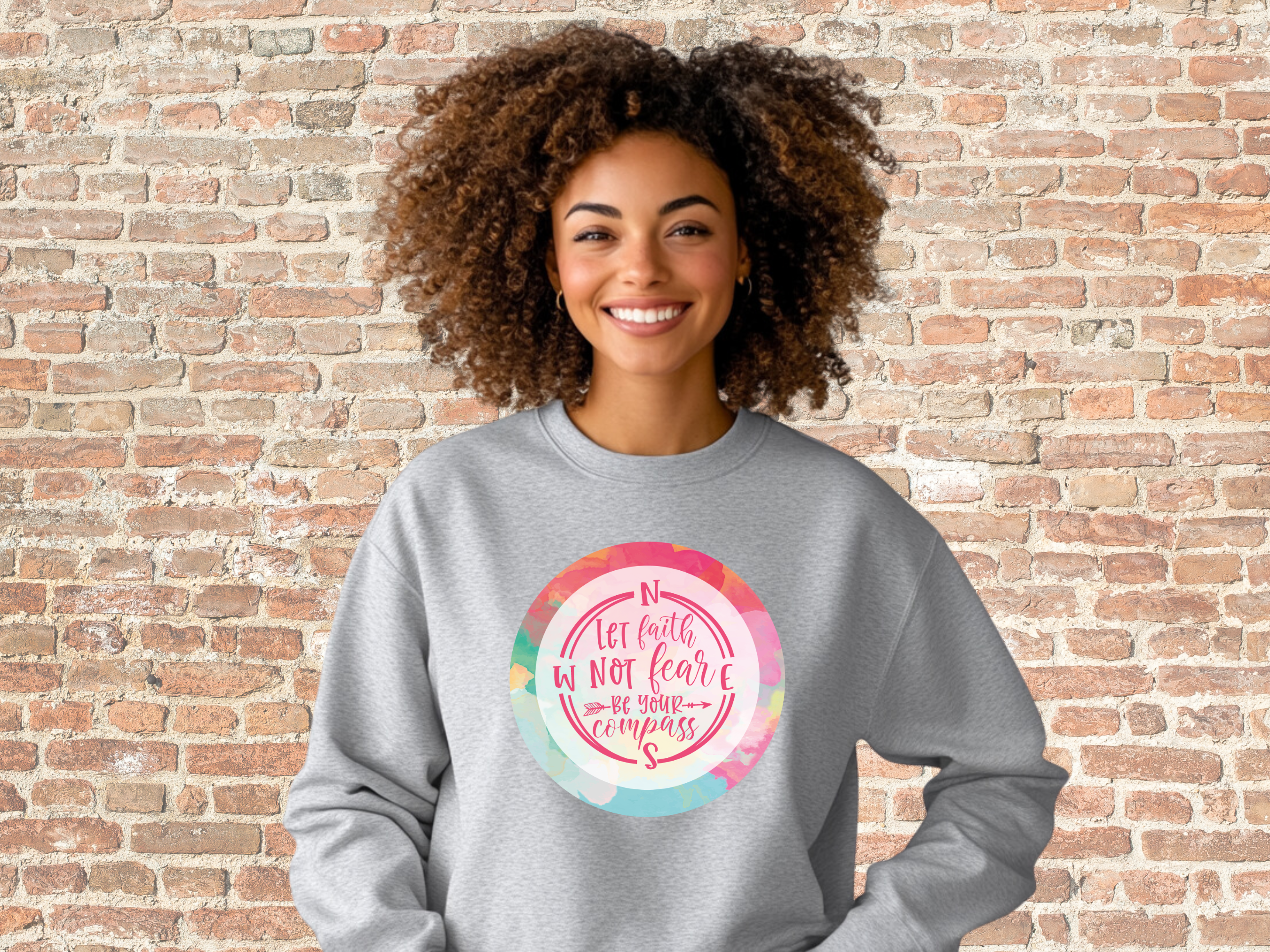 Let Faith Not Fear Be Your Compass Gildan 18000 Unisex Heavy Blend™ Crewneck Sweatshirt, Christian Sweatshirt Women