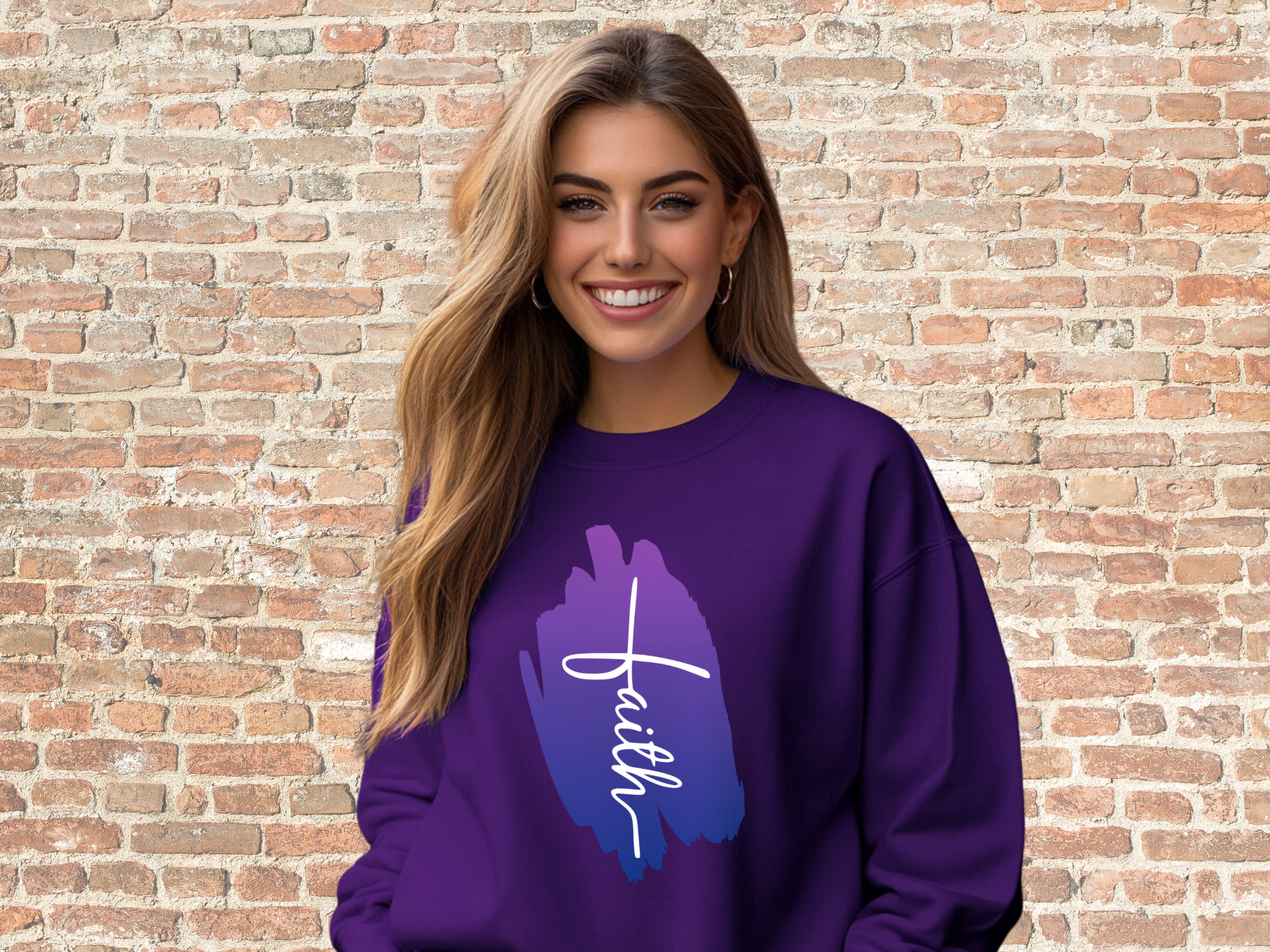 Faith Cross Gildan 18000 Unisex Heavy Blend™ Crewneck Sweatshirt, Christian Sweatshirt Women