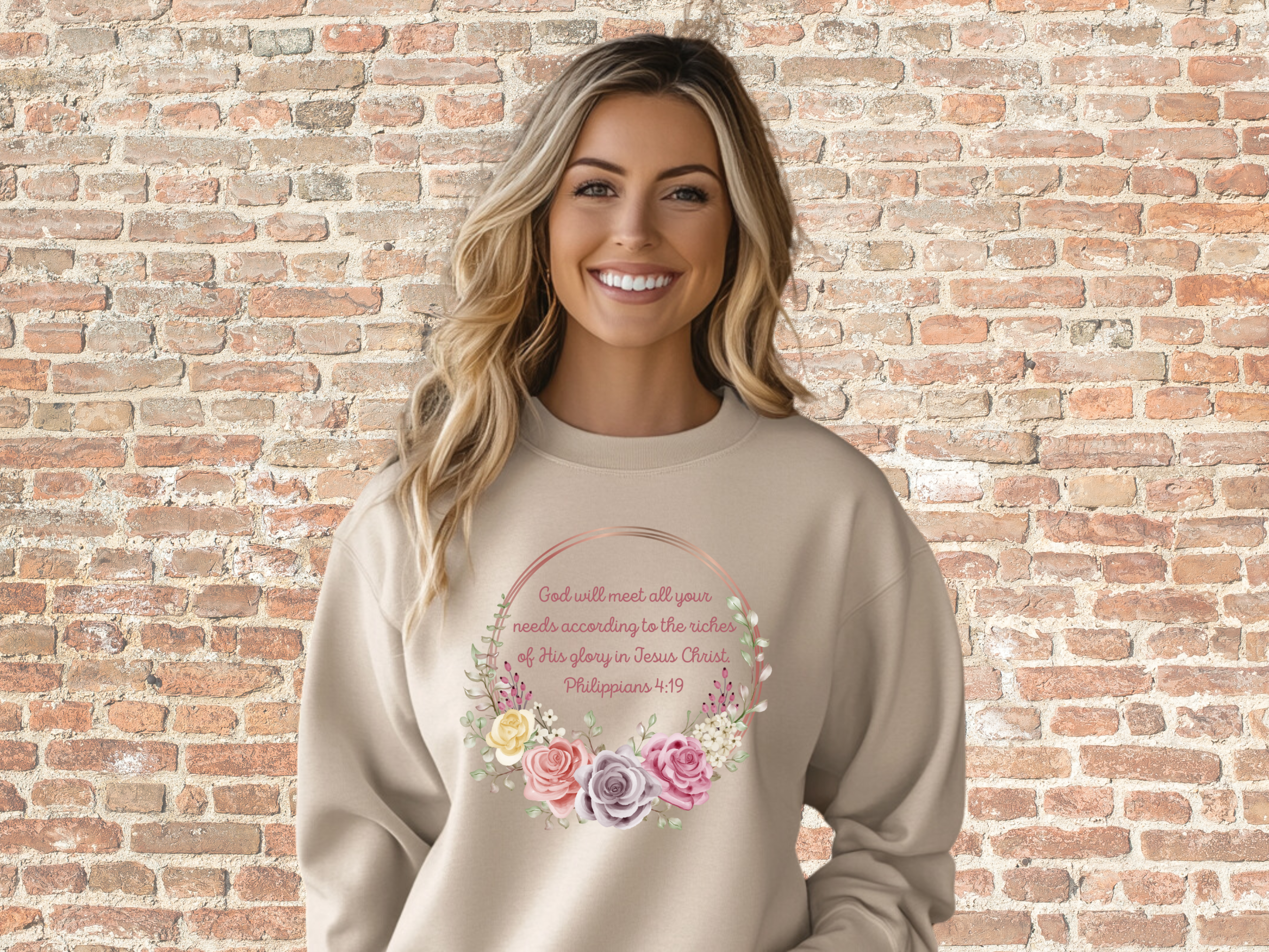 God Will Meet All Your Needs Sweatshirt, Gildan 18000 Unisex Heavy Blend™ Crewneck Sweatshirt, Philippians 4:19 Bible Verse Shirt product thumbnail image