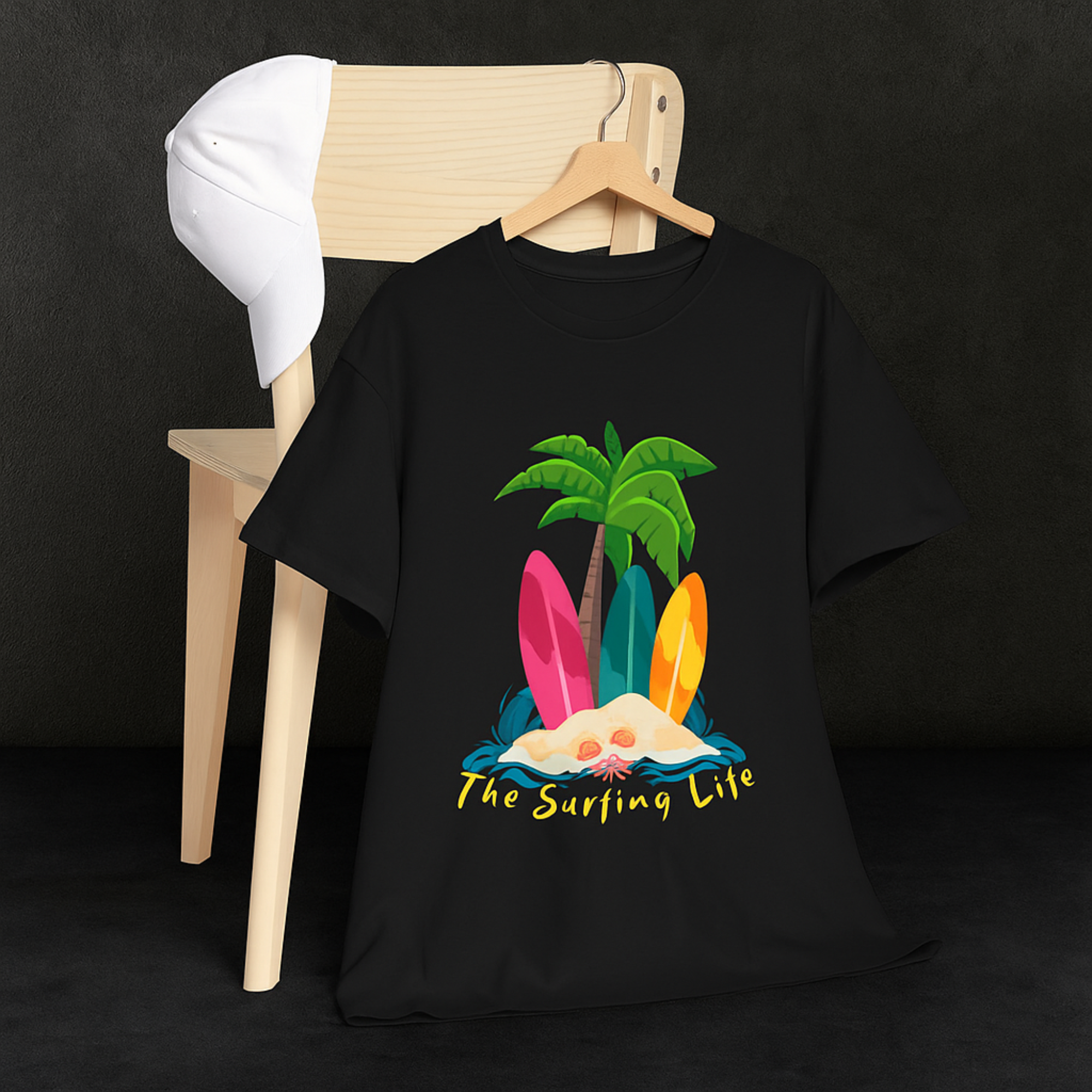 Tropical Surfing Life Tee, Unisex Heavy Cotton T-Shirt for Beach Lovers, Summer Fashion, Gifts for Surfers, Vacation Wear product thumbnail image Tropical Surfing Life Tee, Unisex Heavy Cotton T-Shirt for Beach Lovers, Summer Fashion, Gifts for Surfers, Vacation Wear product thumbnail image