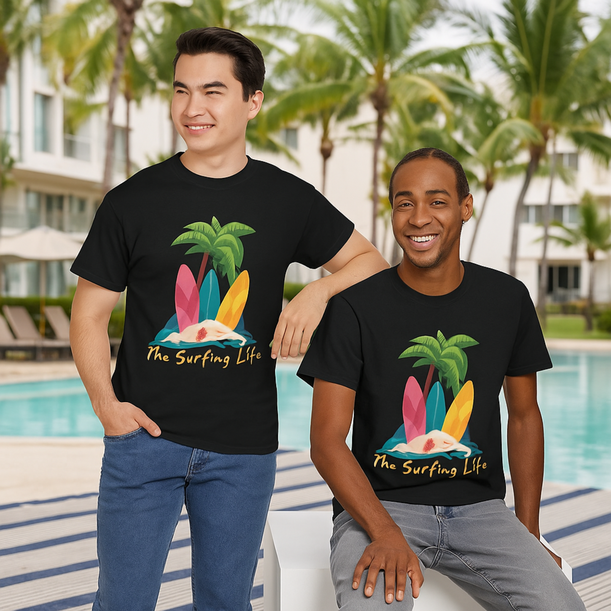 Tropical Surfing Life Tee, Unisex Heavy Cotton T-Shirt for Beach Lovers, Summer Fashion, Gifts for Surfers, Vacation Wear product thumbnail image Tropical Surfing Life Tee, Unisex Heavy Cotton T-Shirt for Beach Lovers, Summer Fashion, Gifts for Surfers, Vacation Wear product thumbnail image