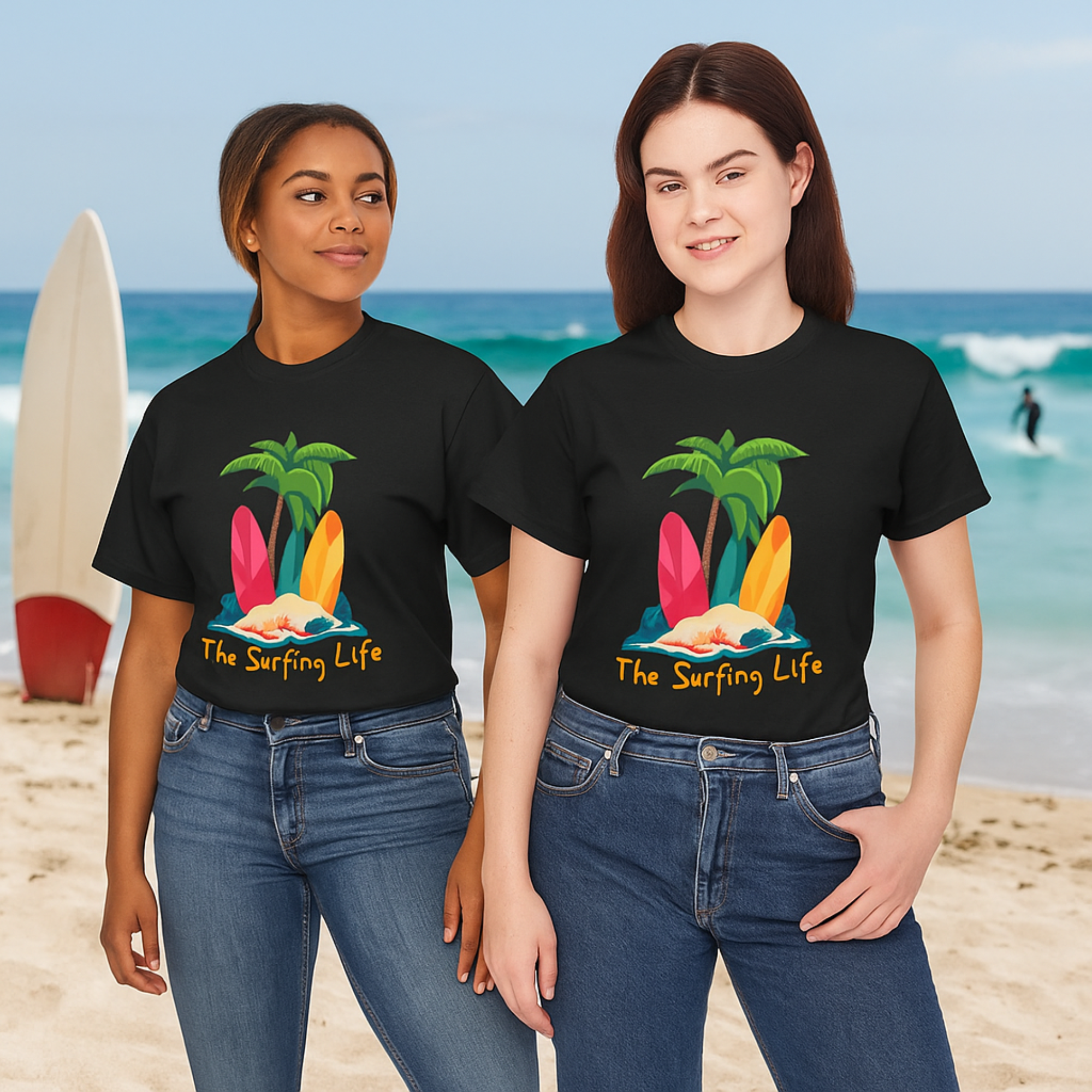 Tropical Surfing Life Tee, Unisex Heavy Cotton T-Shirt for Beach Lovers, Summer Fashion, Gifts for Surfers, Vacation Wear product thumbnail image Tropical Surfing Life Tee, Unisex Heavy Cotton T-Shirt for Beach Lovers, Summer Fashion, Gifts for Surfers, Vacation Wear product thumbnail image