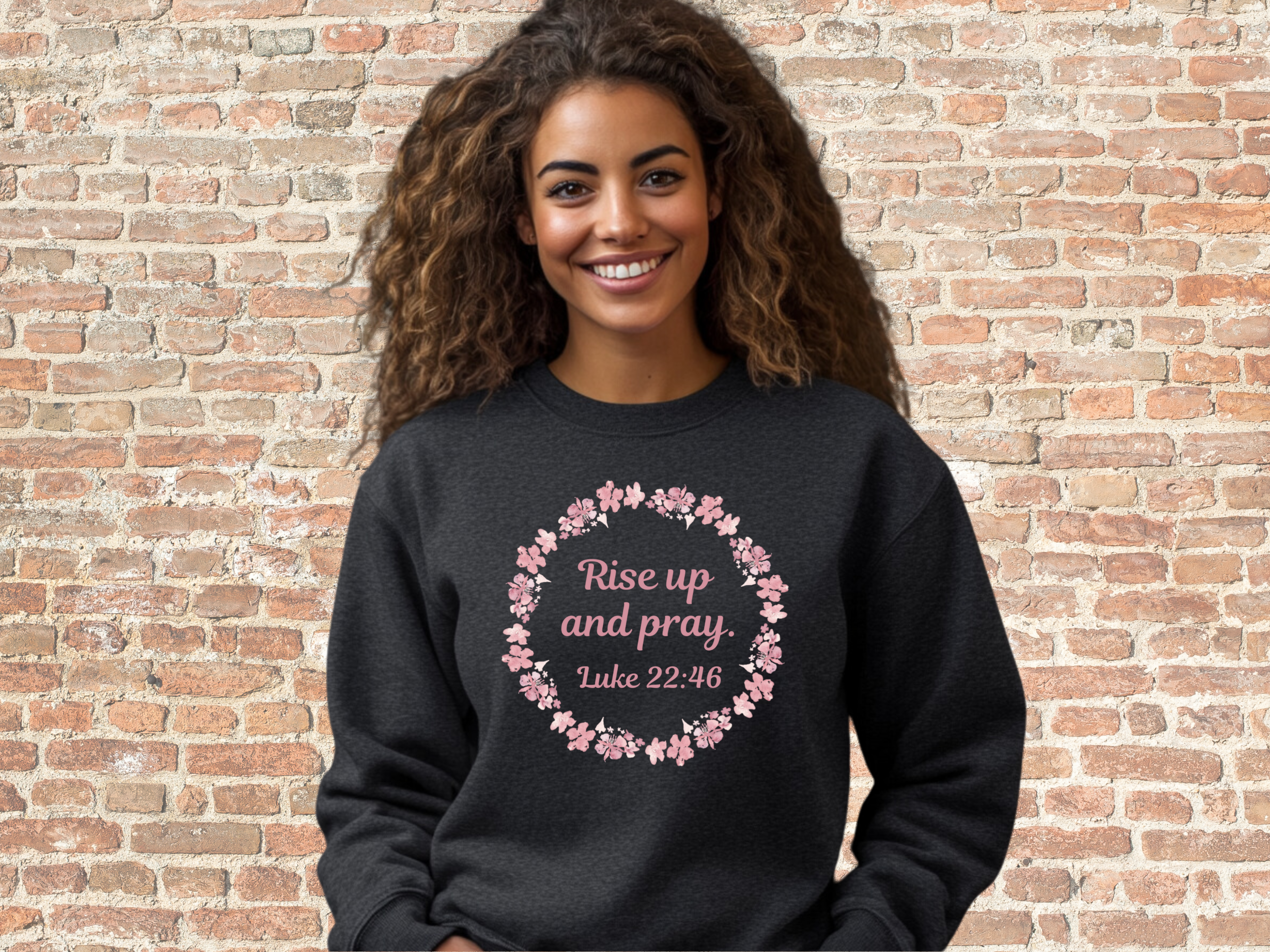 Rise Up &amp; Pray Gildan 18000 Unisex Heavy Blend™ Crewneck Sweatshirt, Christian Sweatshirt Women