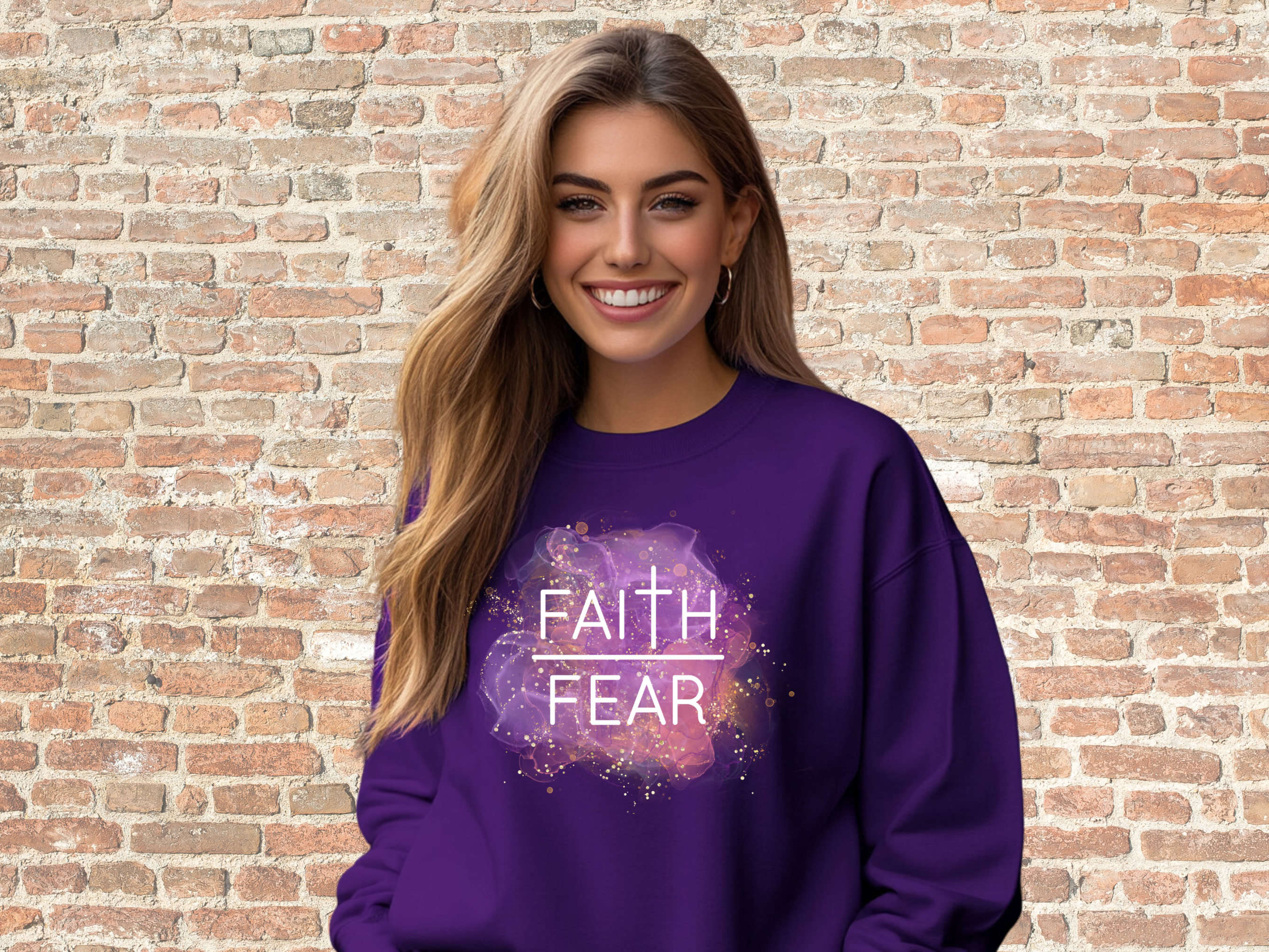 Faith Over Fear Christian Sweatshirt, Gildan 18000 Unisex Heavy Blend™ Crewneck Sweatshirt, Christian Gifts