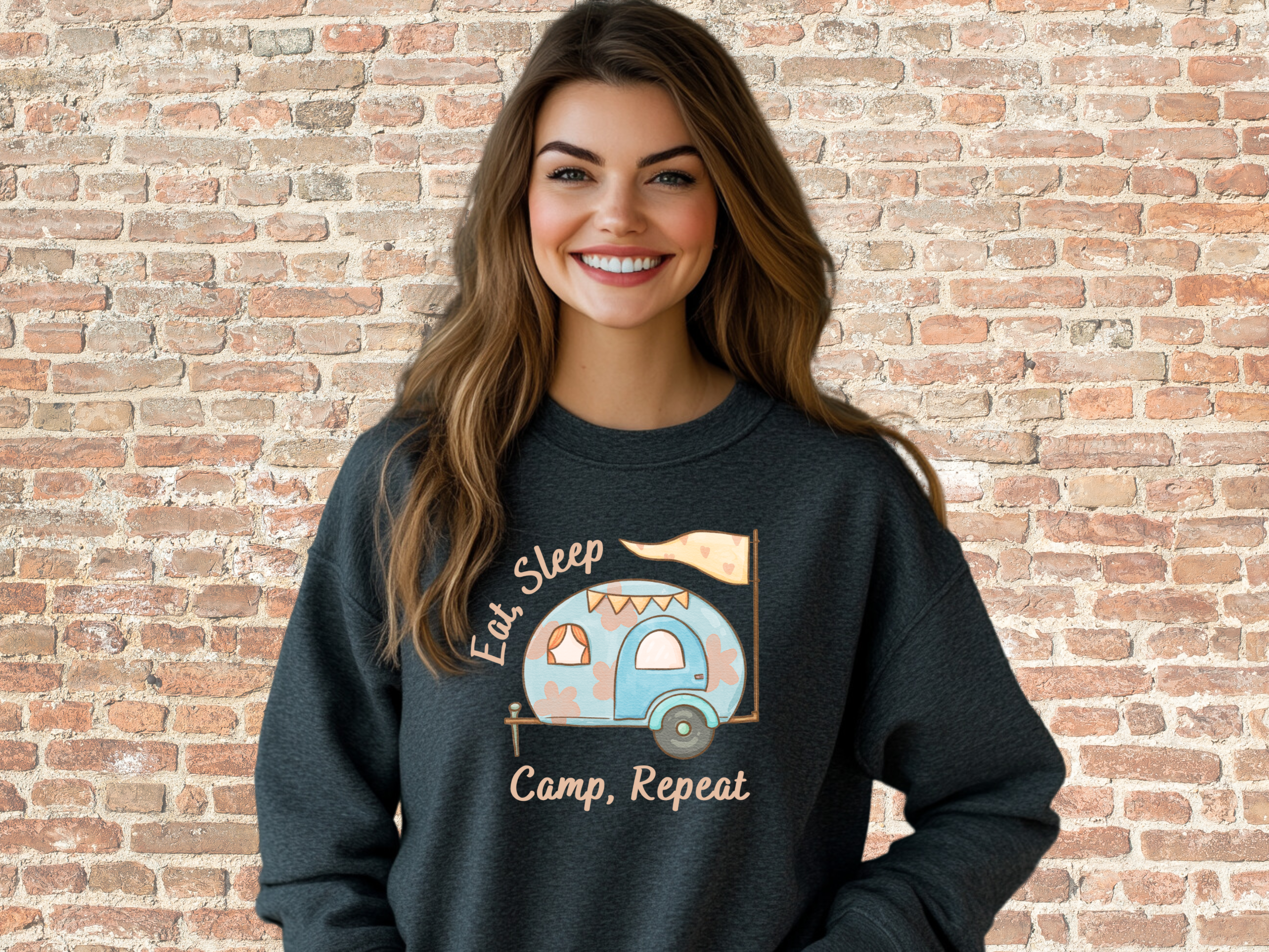 Eat Sleep Camp Repeat Sweatshirt, Gildan 18000 Unisex Heavy Blend™ Crewneck Sweatshirt, Camping Gifts, Camping Shirts Unique