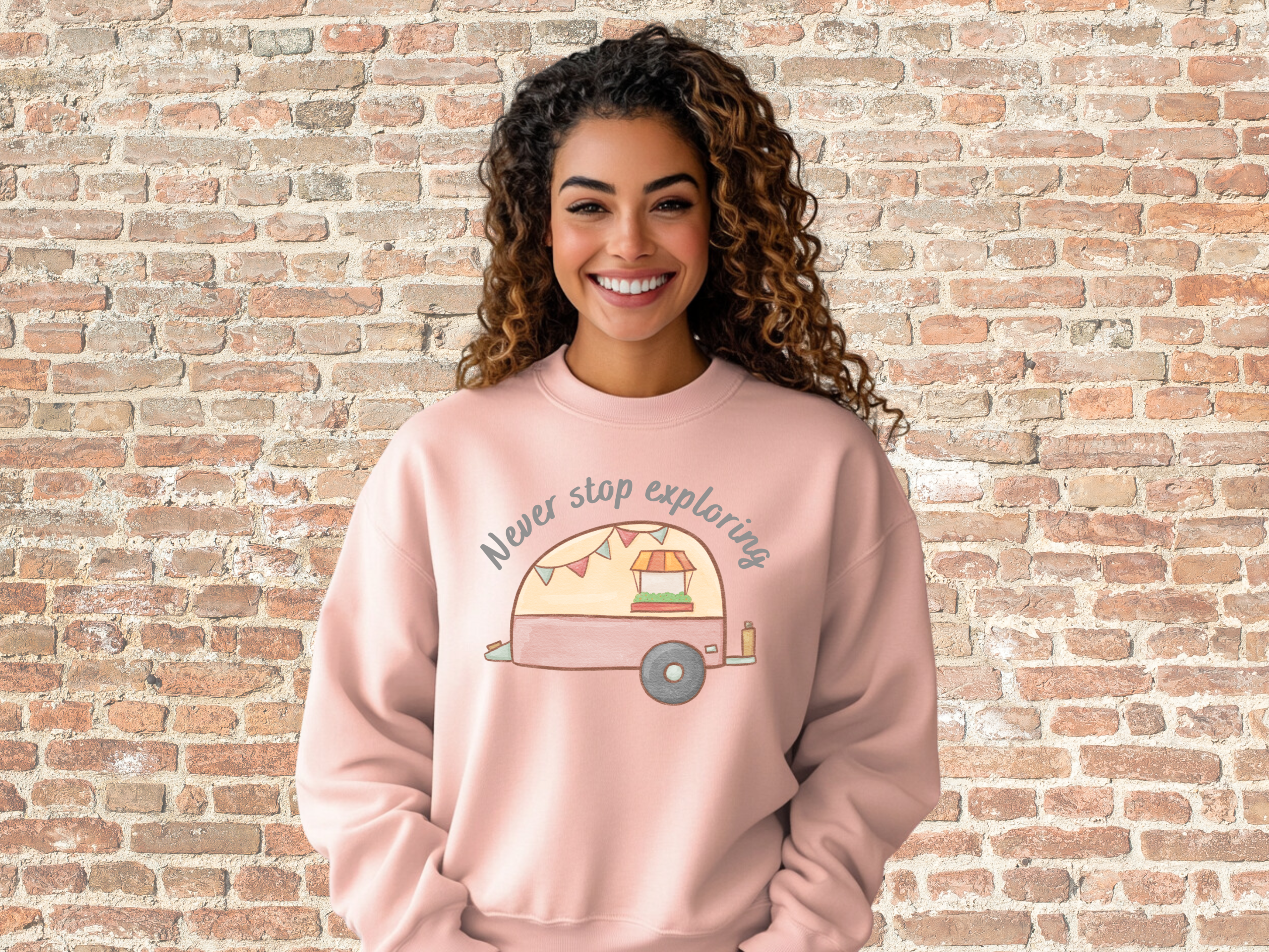 Never Stop Exploring Sweatshirt, Gildan 18000 Unisex Heavy Blend™ Crewneck Sweatshirt, Camping Gifts, Camping Shirts Unique