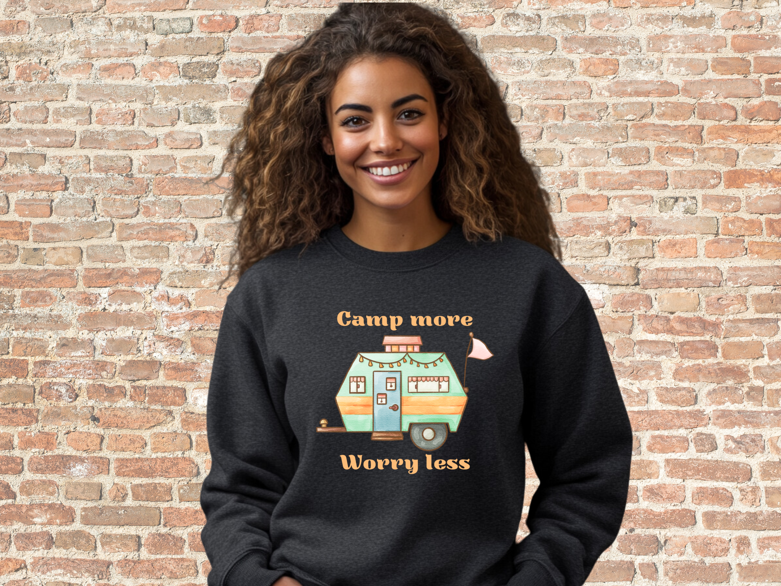 Camp More Worry Less Sweatshirt, Gildan 18000 Unisex Heavy Blend™ Crewneck Sweatshirt, Camping Gifts, Camping Shirts Unique
