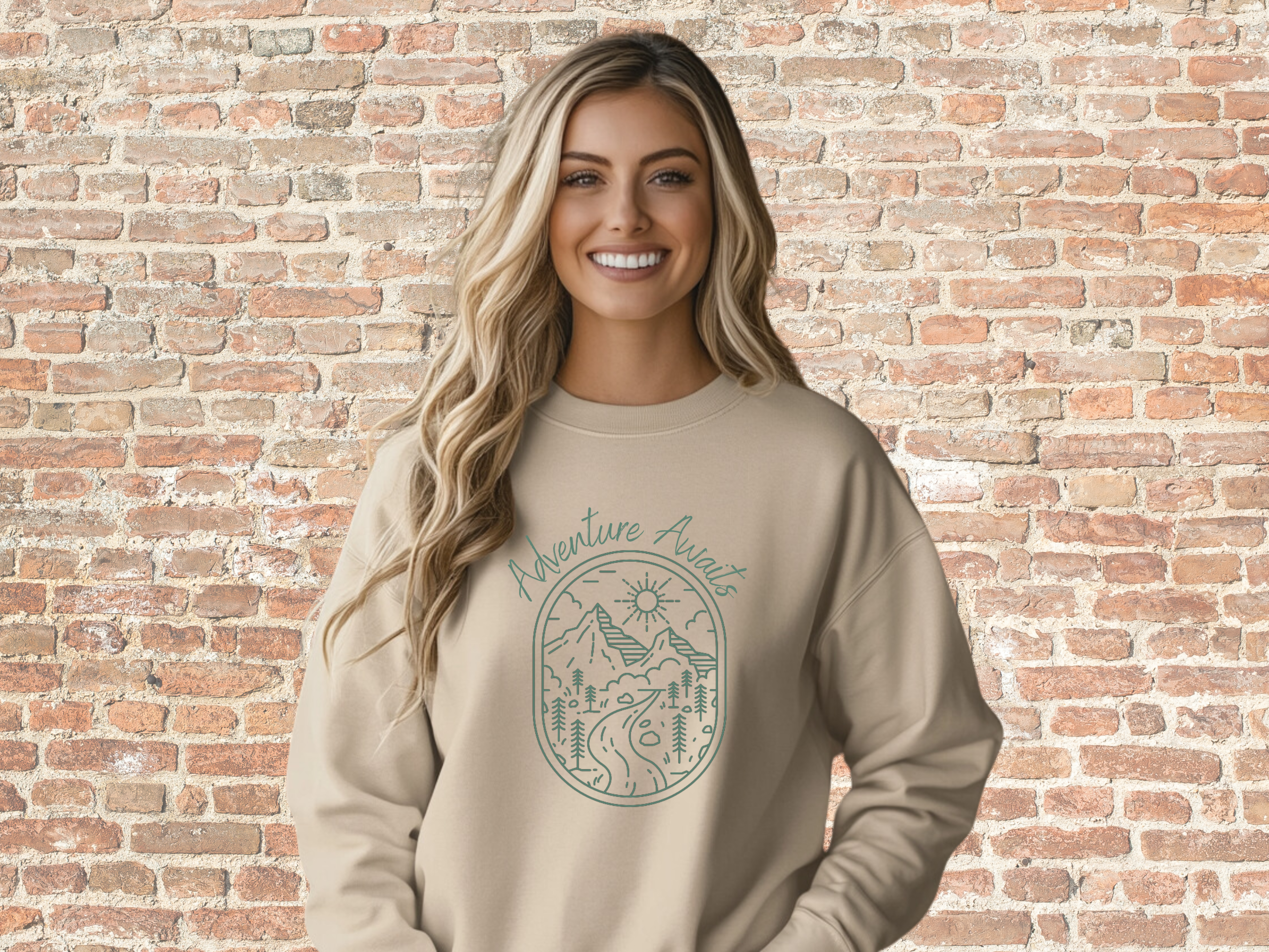 Adventure Awaits Sweatshirt, Gildan 18000 Unisex Heavy Blend™ Crewneck Sweatshirt, Adventure Sweatshirt, Adventure Gifts product thumbnail image