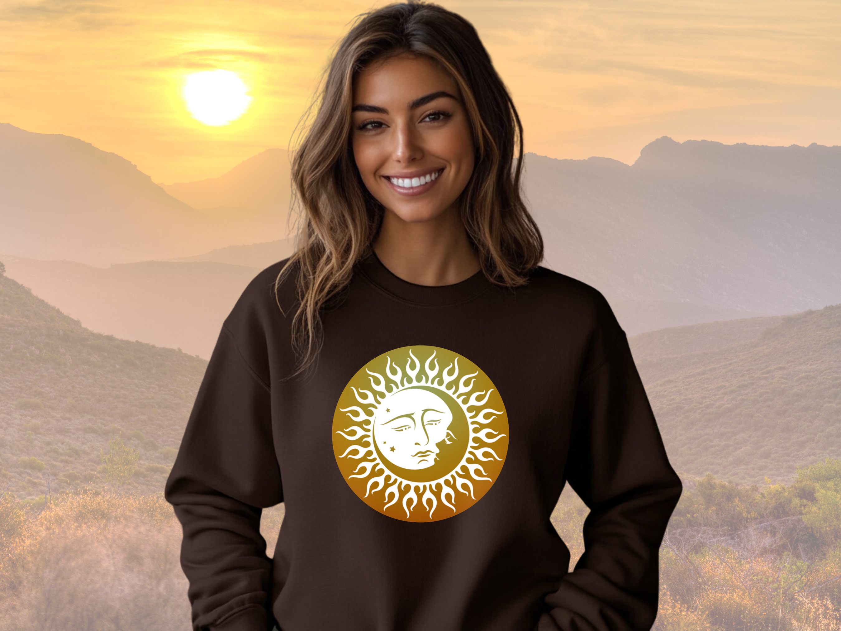 Sun &amp; Moon Sweatshirt, Gildan 18000 Unisex Heavy Blend™ Crewneck Sweatshirt, Celestial Sweatshirt, Mystical Sweater