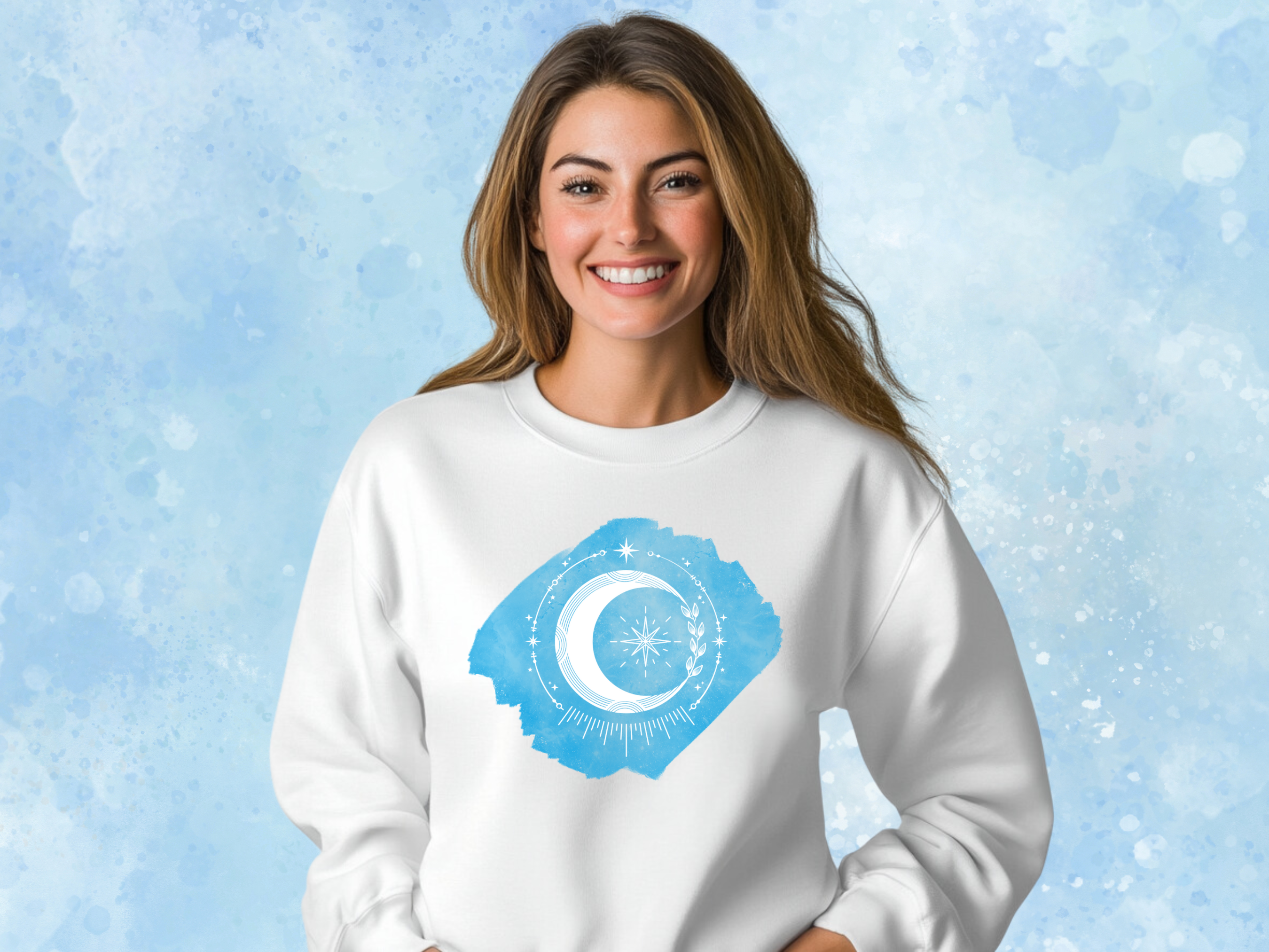Moon &amp; Stars Celestial Sweatshirt, Gildan 18000 Unisex Heavy Blend™ Crewneck Sweatshirt, Celestial Sweater, Mystical Sweatshirt