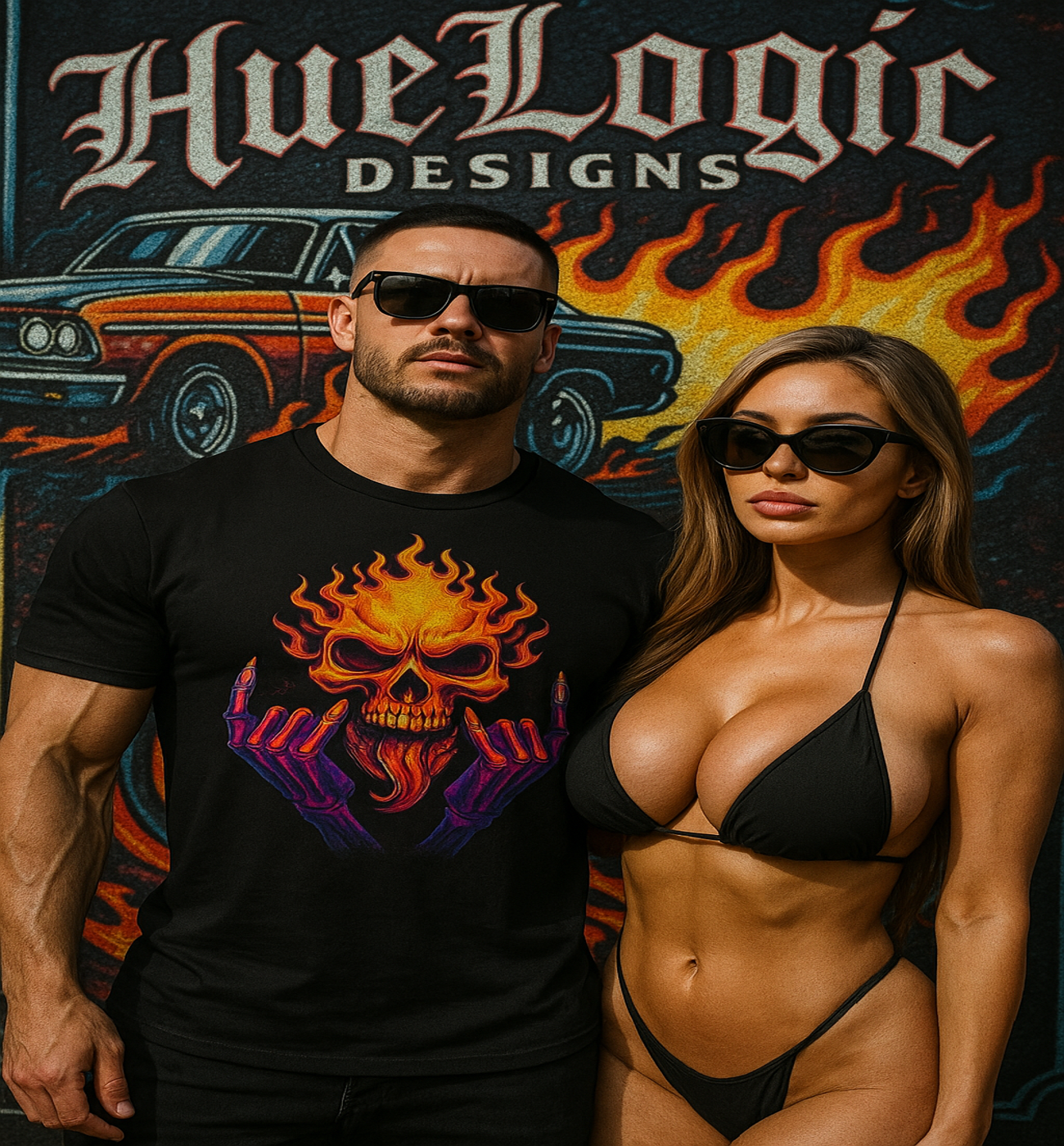 Flaming Skull Heavy Metal Rock T-Shirt – Skeleton Hands Devil Horns Graphic Tee Flaming Skull Heavy Metal Rock T-Shirt – Skeleton Hands Devil Horns Graphic Tee