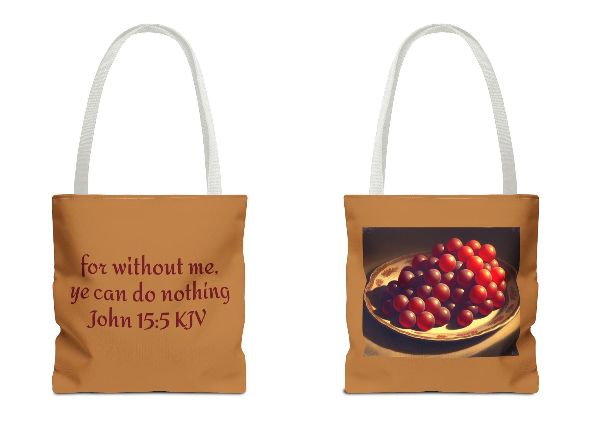 Red Grape Tote with Bible Verse (AOP)