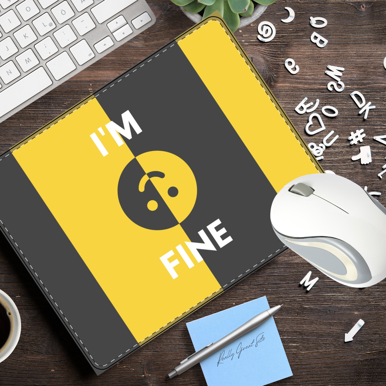 Smile Emoji - PU Leather Mouse Mat 