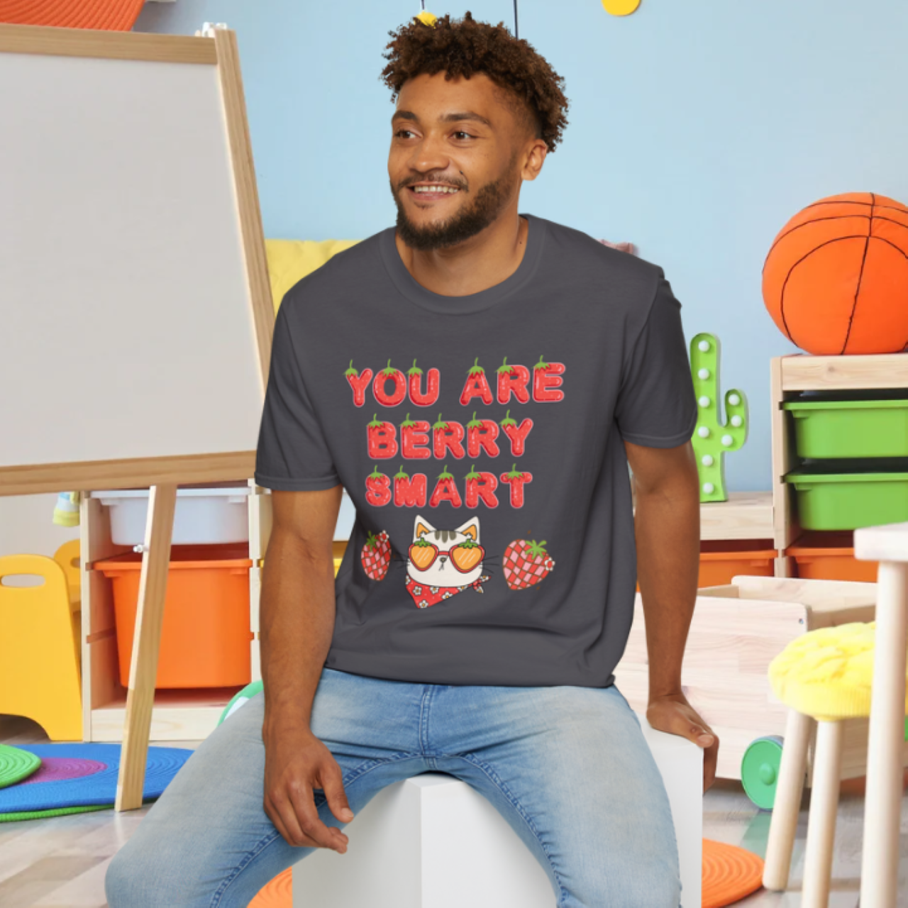 You are berry smart T-shirt, gift for teachers, casual wear, student encouragement, cute animal shirt, strawberry shirt product thumbnail image You are berry smart T-shirt, gift for teachers, casual wear, student encouragement, cute animal shirt, strawberry shirt product thumbnail image
