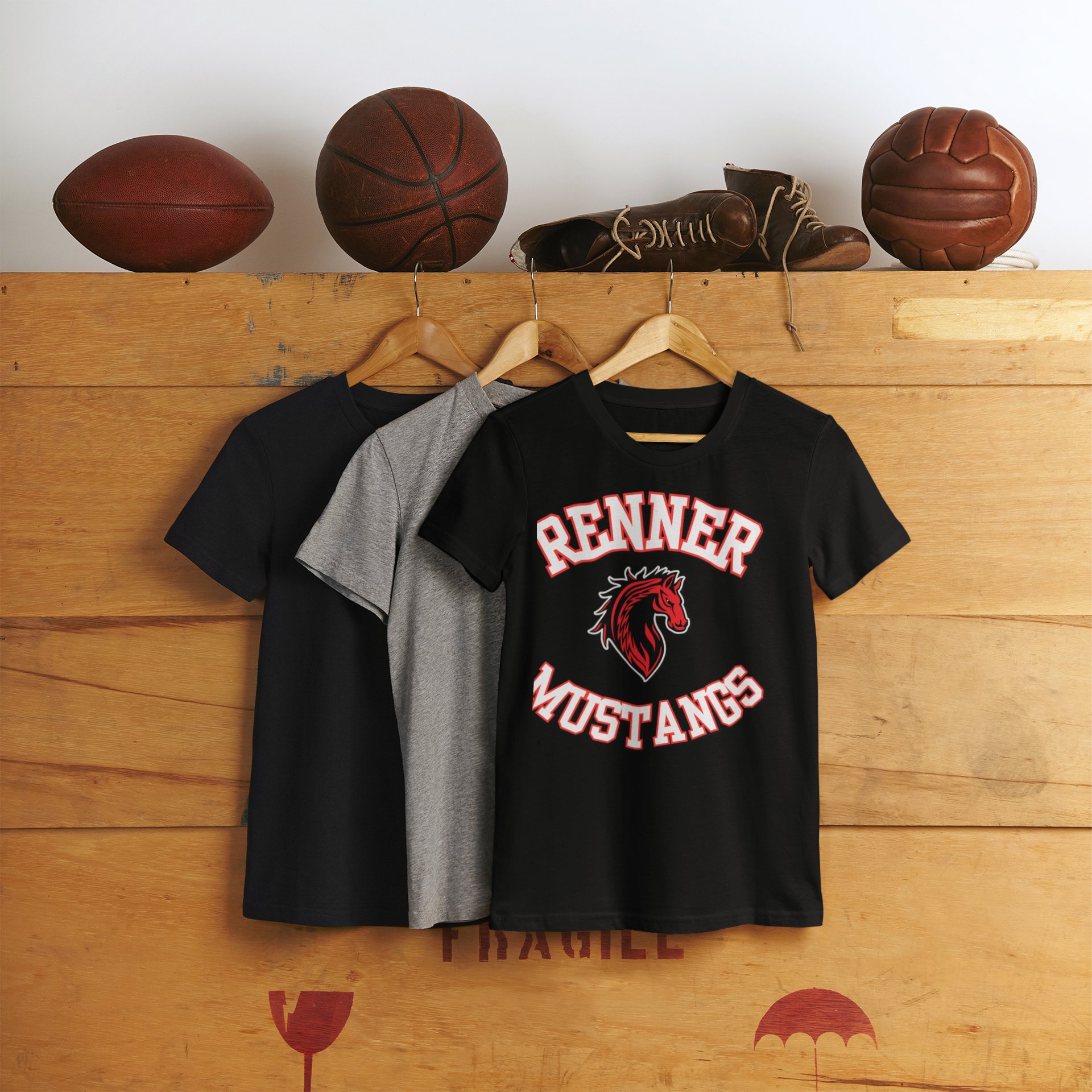 Renner Mustangs Unisex T-Shirt for Middle School and Sports