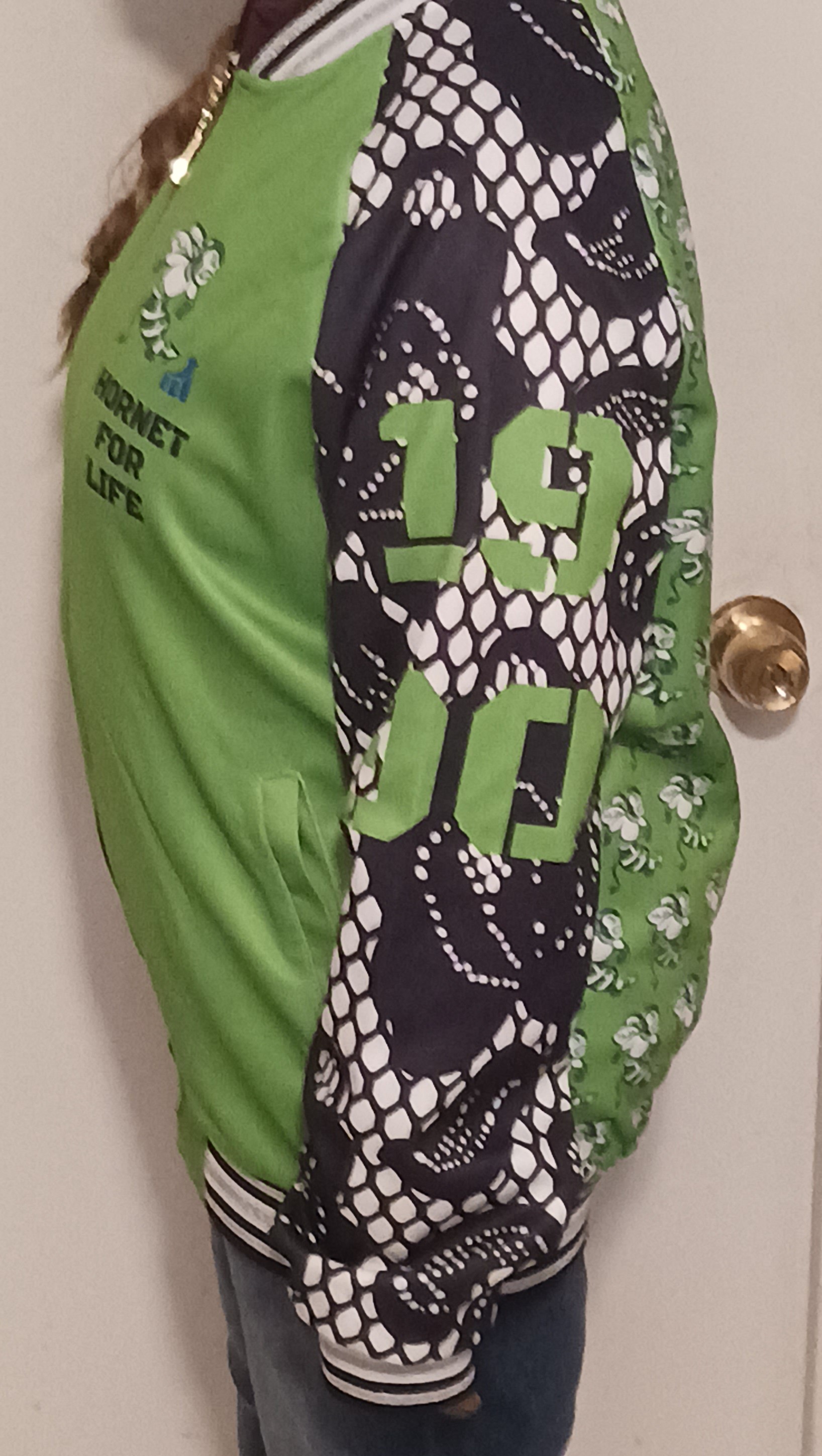 Unisex Varsity Jacket, Stylish Green Jacket, Hornet Spirit Wear, College Apparel, Sporty Gift for Students, Team Pride product thumbnail image Unisex Varsity Jacket, Stylish Green Jacket, Hornet Spirit Wear, College Apparel, Sporty Gift for Students, Team Pride product thumbnail image