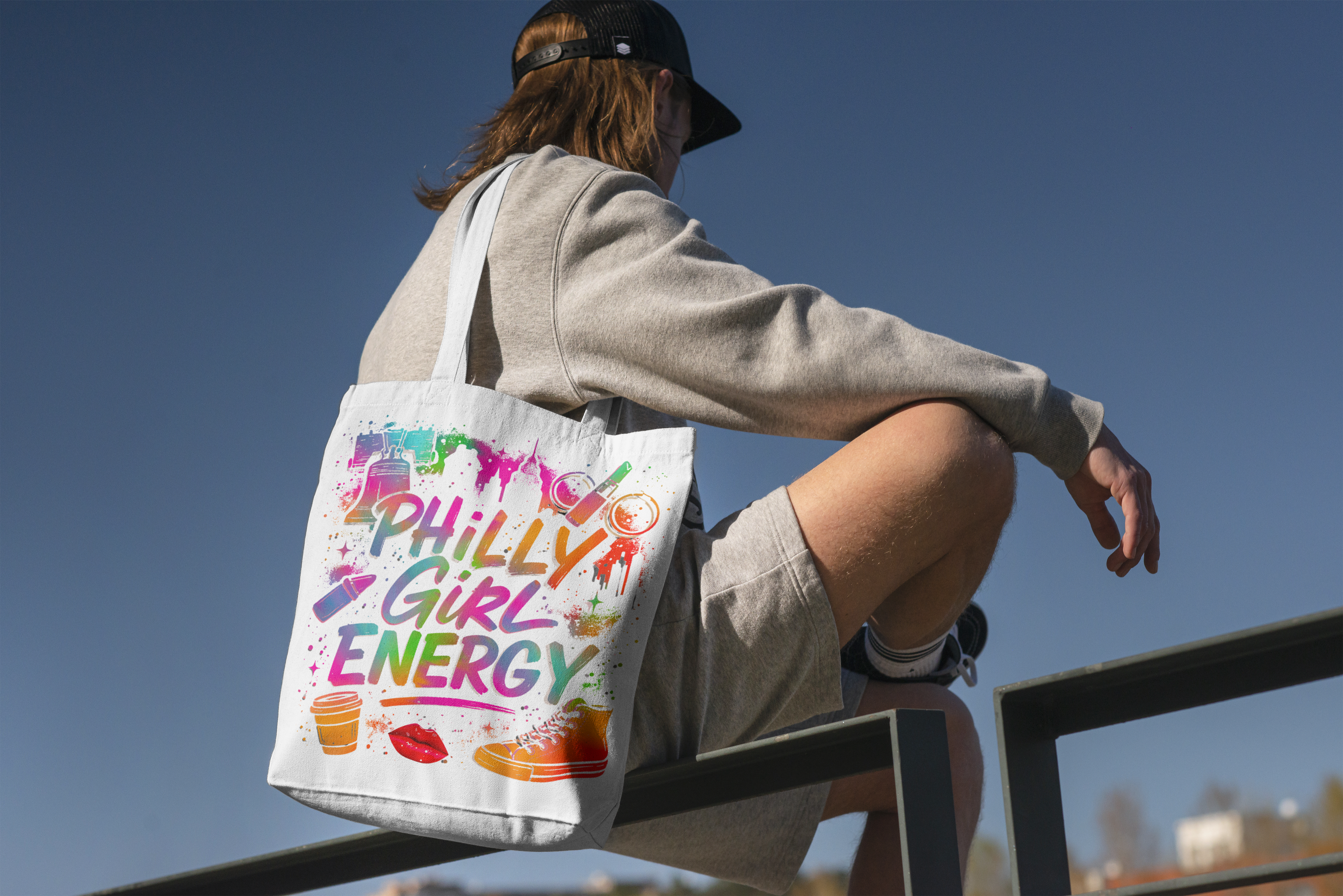 Multi on white - Philly Girl Energy Tote Bag Multi on white - Philly Girl Energy Tote Bag
